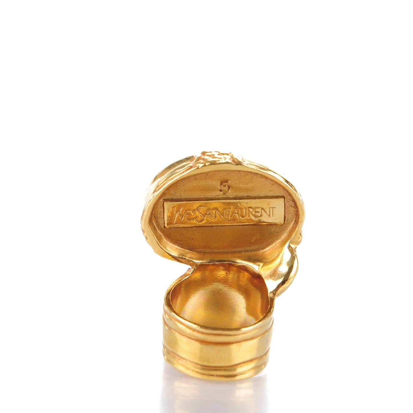 Glass Cabochon Arty Ovale Ring 5 Gold Lapis