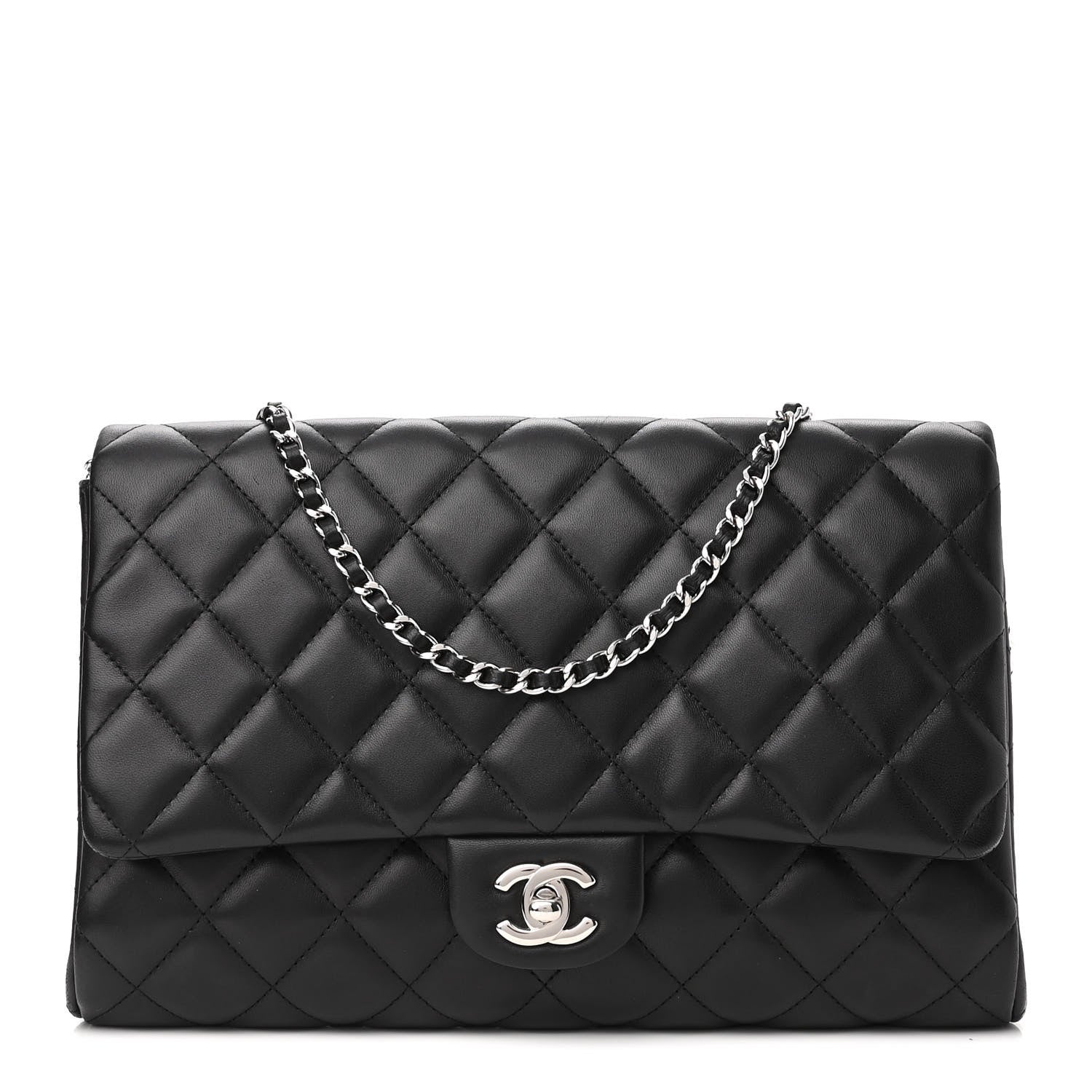 Chanel Lambskin Quilted Clutch With Chain Flap Black 1 of 10