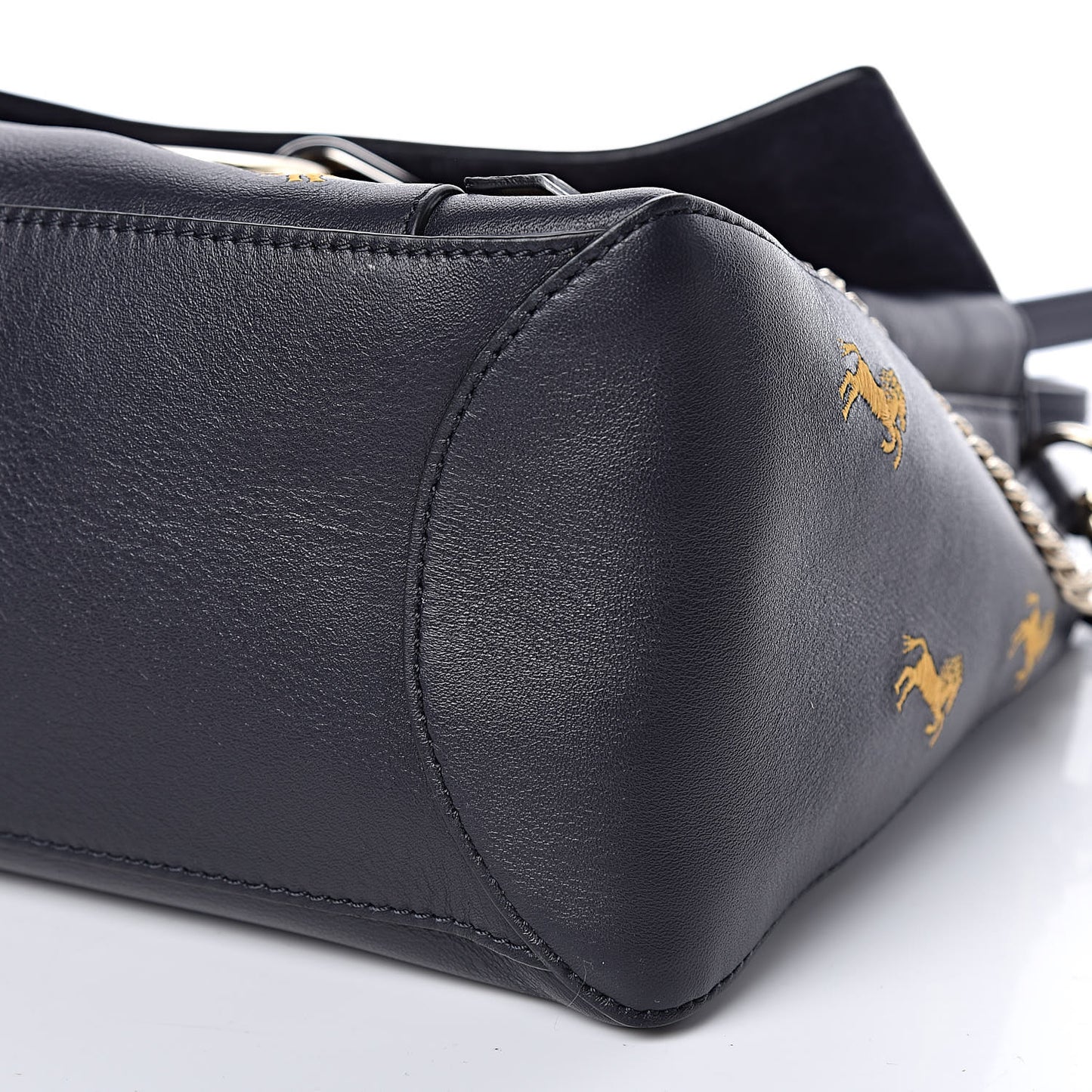 Smooth Calfskin Little Horses Embroidered Medium Faye Day Shoulder Bag Full Blue