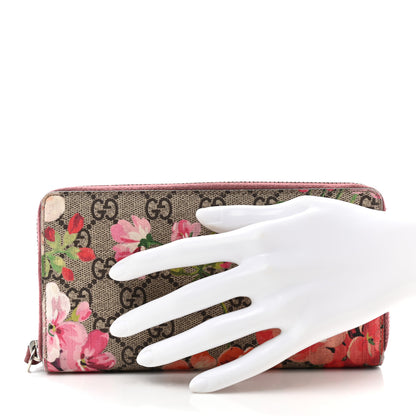 Gucci GG Supreme Monogram Blooms Zip Around Wallet Beige Multicolor Dry Rose 2 of 12