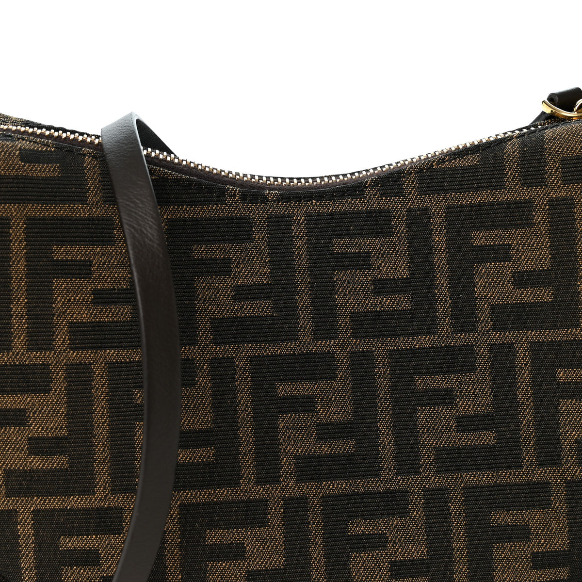 Fabric Jacquard Vitello Grace FF 1974 Mini Fendigraphy Hobo Bag Tobacco Moro Ebano