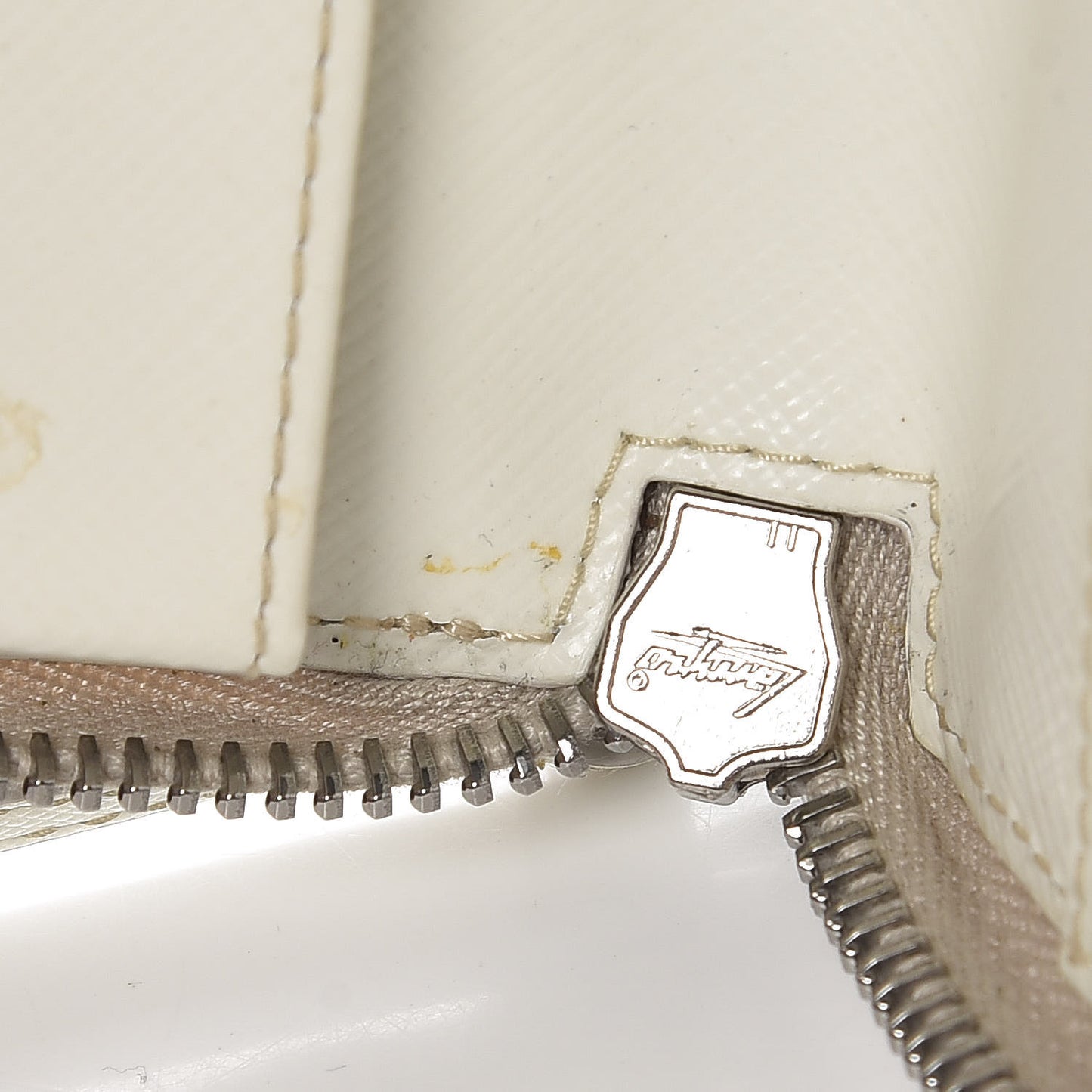 Saffiano Robot Zip Around Wallet White