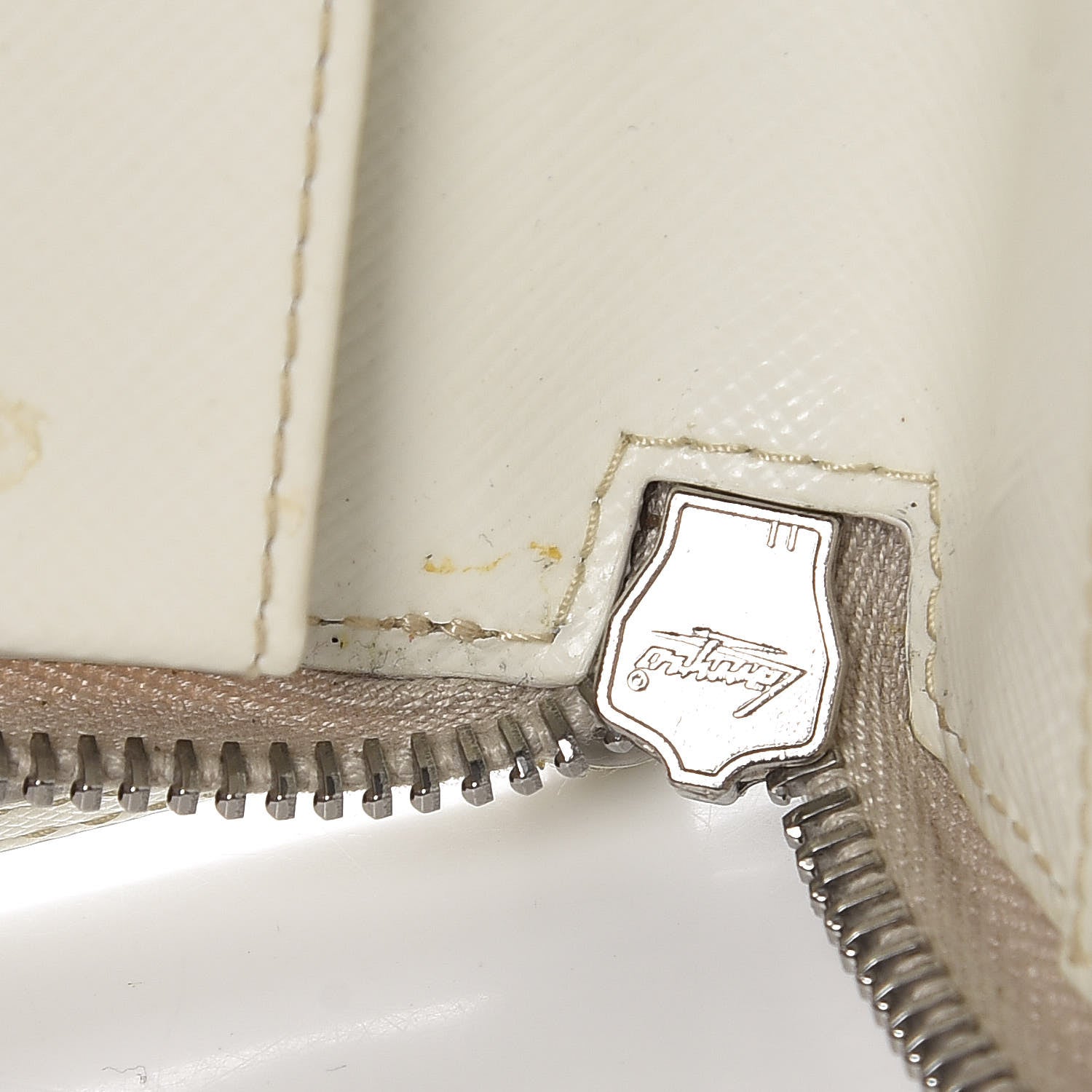 Prada Saffiano Robot Zip Around Wallet White 10 of 14
