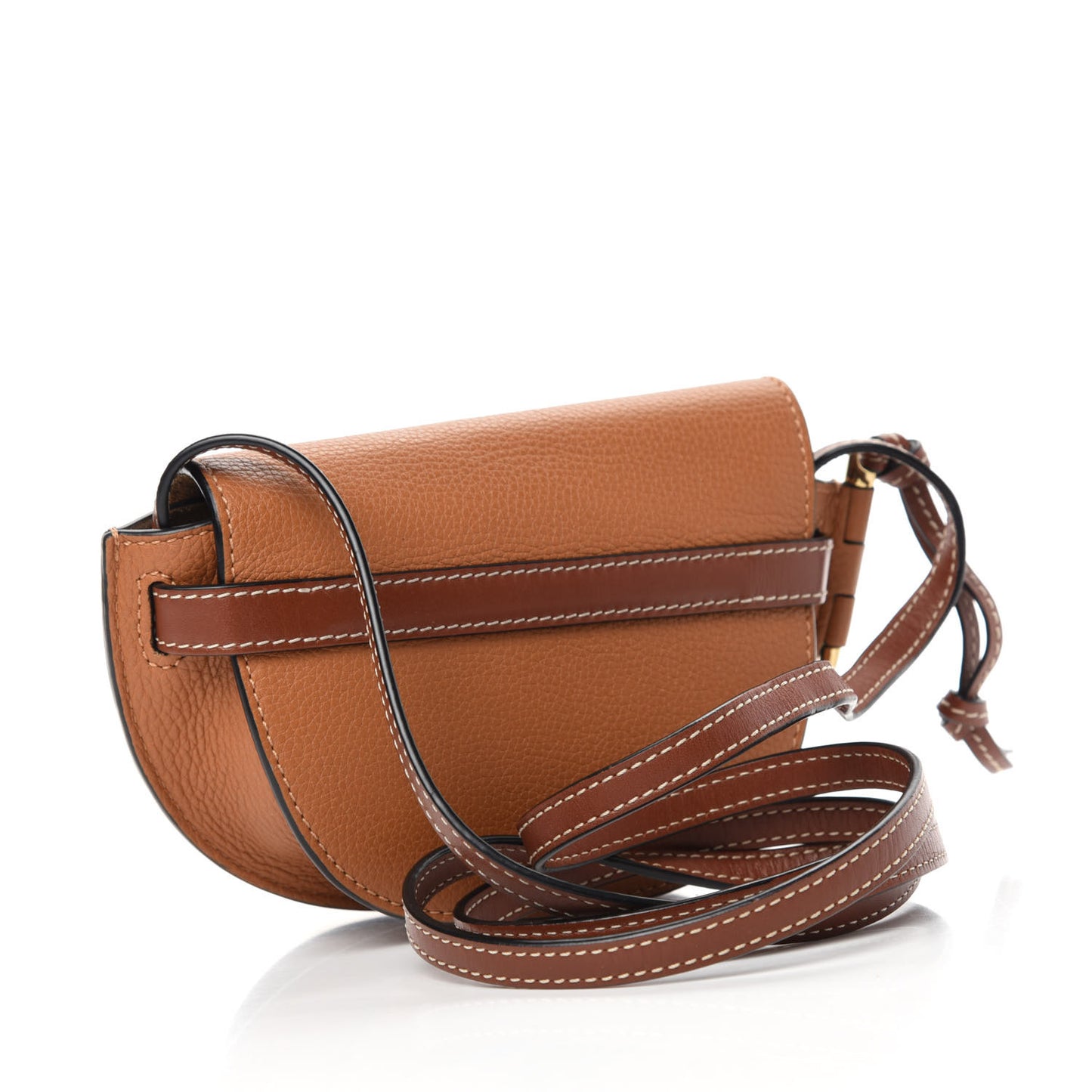 Grained Calfskin Mini Gate Crossbody Bag Caramel Pecan