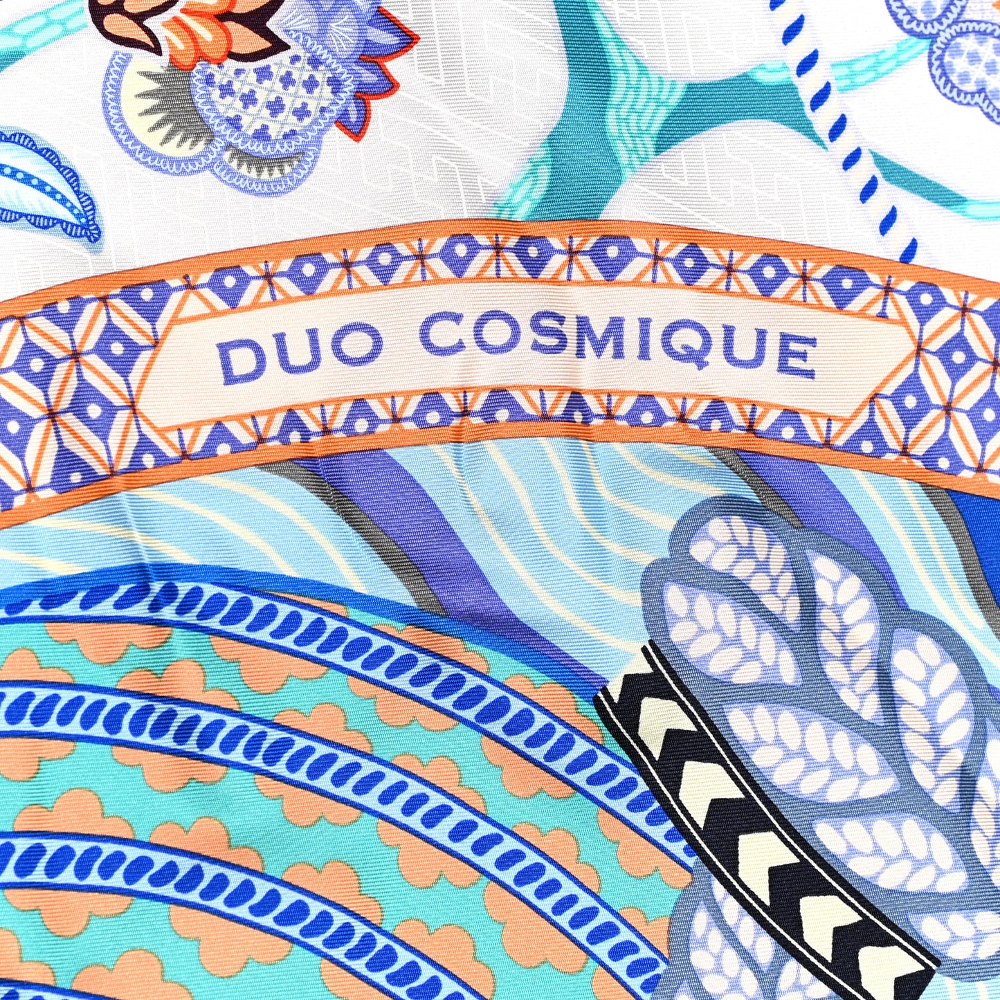 Silk Twill Duo Cosmique Scarf 90 Rose Pale Bleu Orange