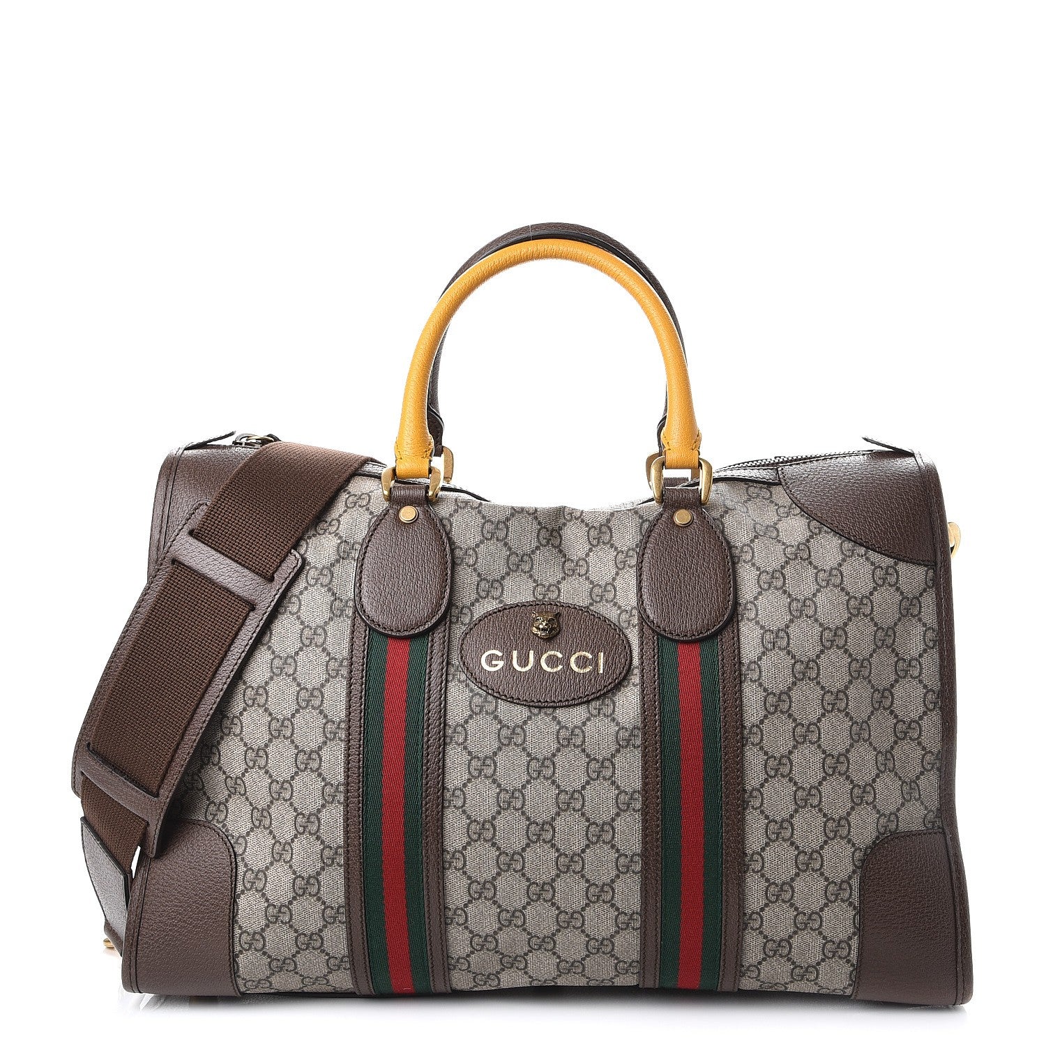 Gucci Soft GG Supreme Monogram Web Neo Vintage Duffle Bag Beige New Acero Crop 1 of 7