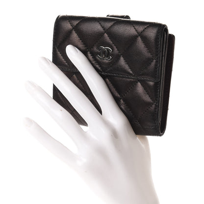 Chanel Lambskin Quilted Compact French Flap Wallet Black 2 of 8