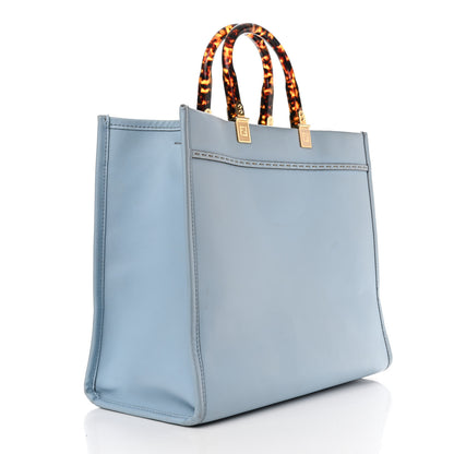 Fendi Vitello King Plexiglass Logo Embossed Medium Fendi Sunshine Shopper Tote Azzurro Baby 3 of 17