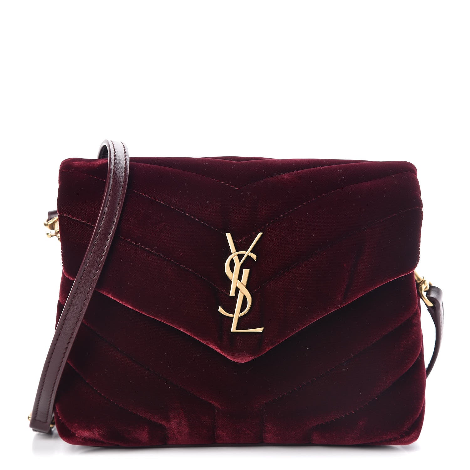 Saint Laurent Velvet Y Quilted Monogram Toy Loulou Crossbody Bag French Burgundy 1 of 14