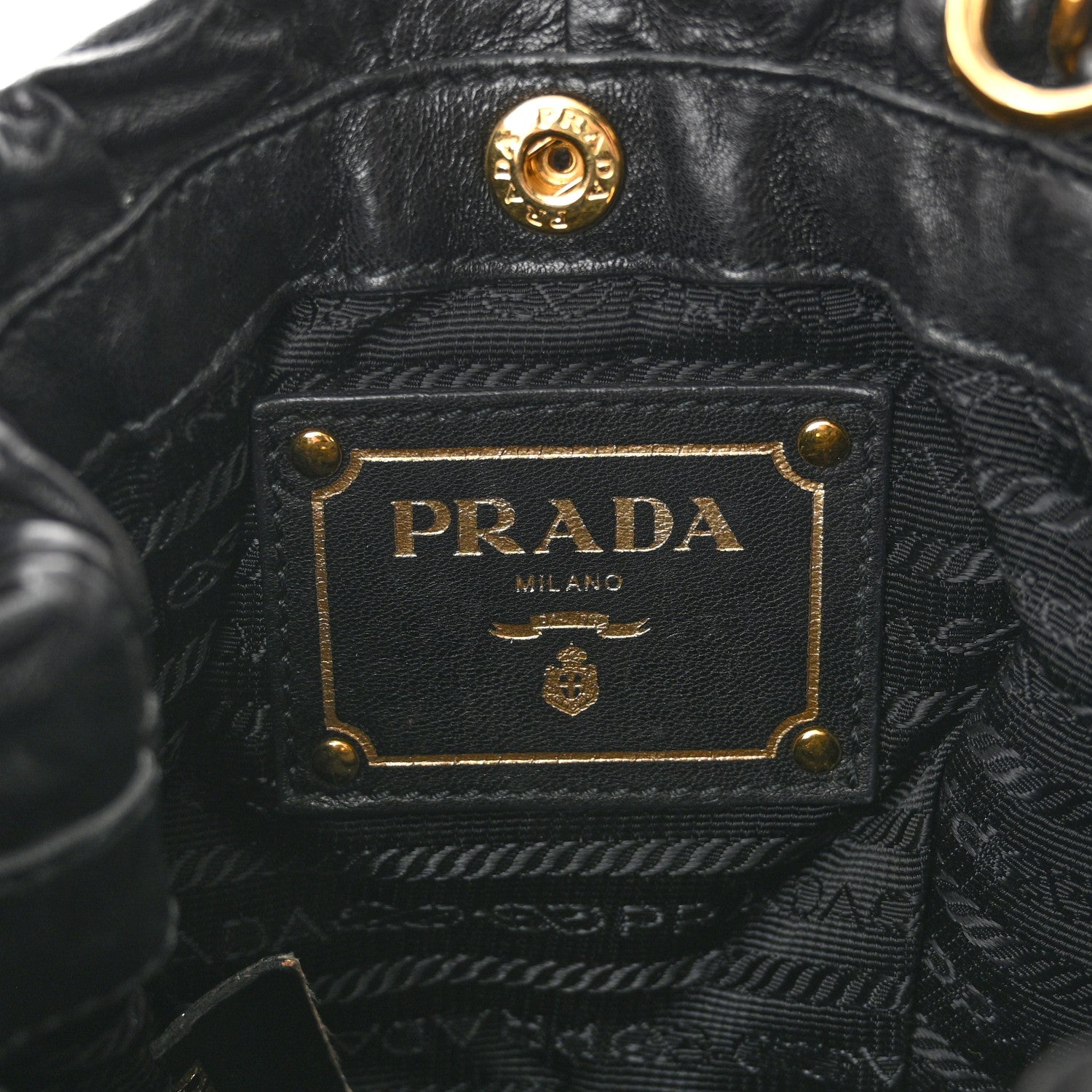 Prada Nappa Logo Mini Drawstring Bucket Bag Black 6 of 11