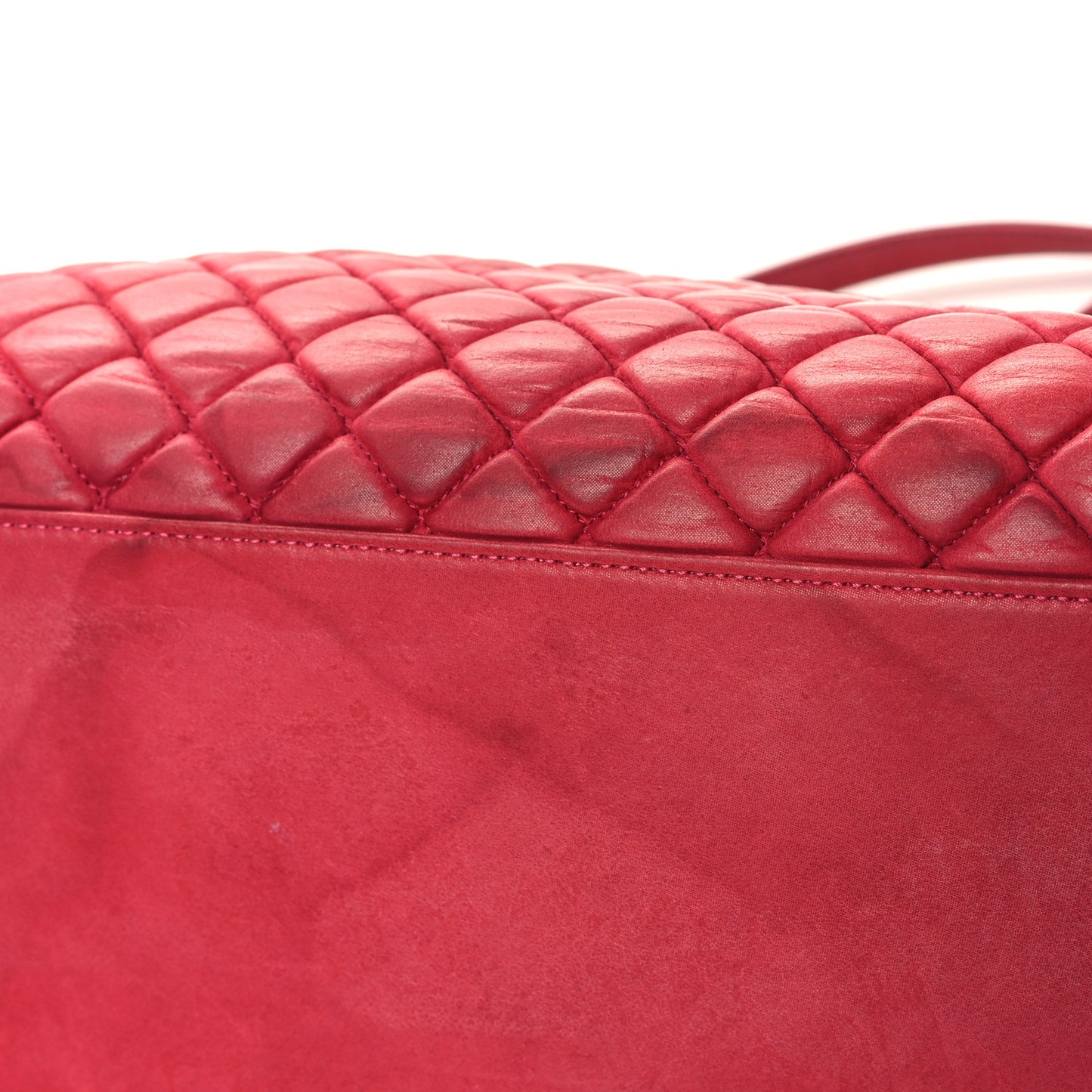 Iridescent Calfskin Quilted Large Just Mademoiselle Bowling Bag Red