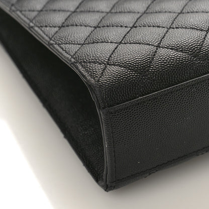 Saint Laurent Grain De Poudre Textured Mixed Matelasse Large Triquilt Monogram Satchel Black 7 of 9