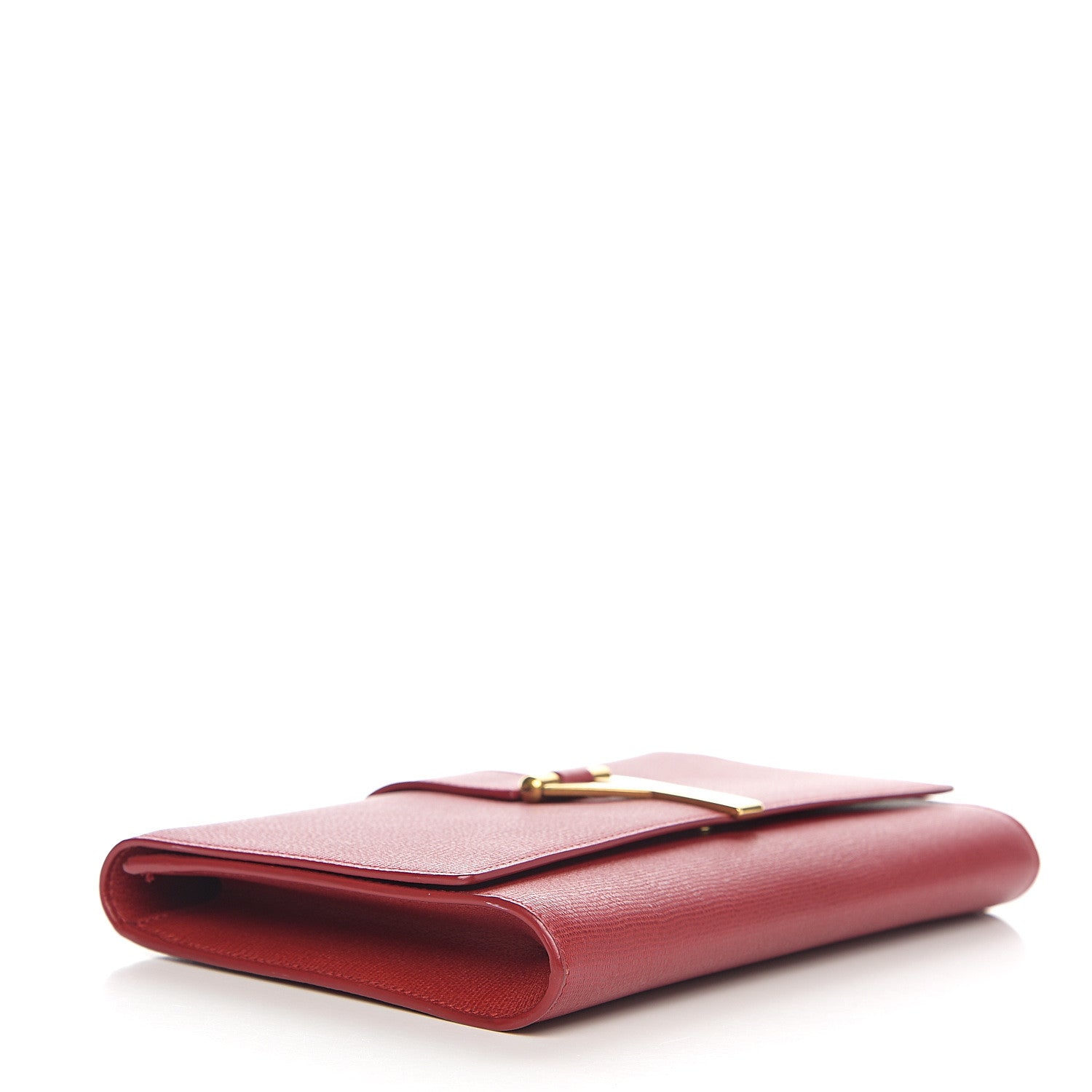 Saint Laurent Textured Calfskin Classic Y Ligne Clutch Red 3 of 10