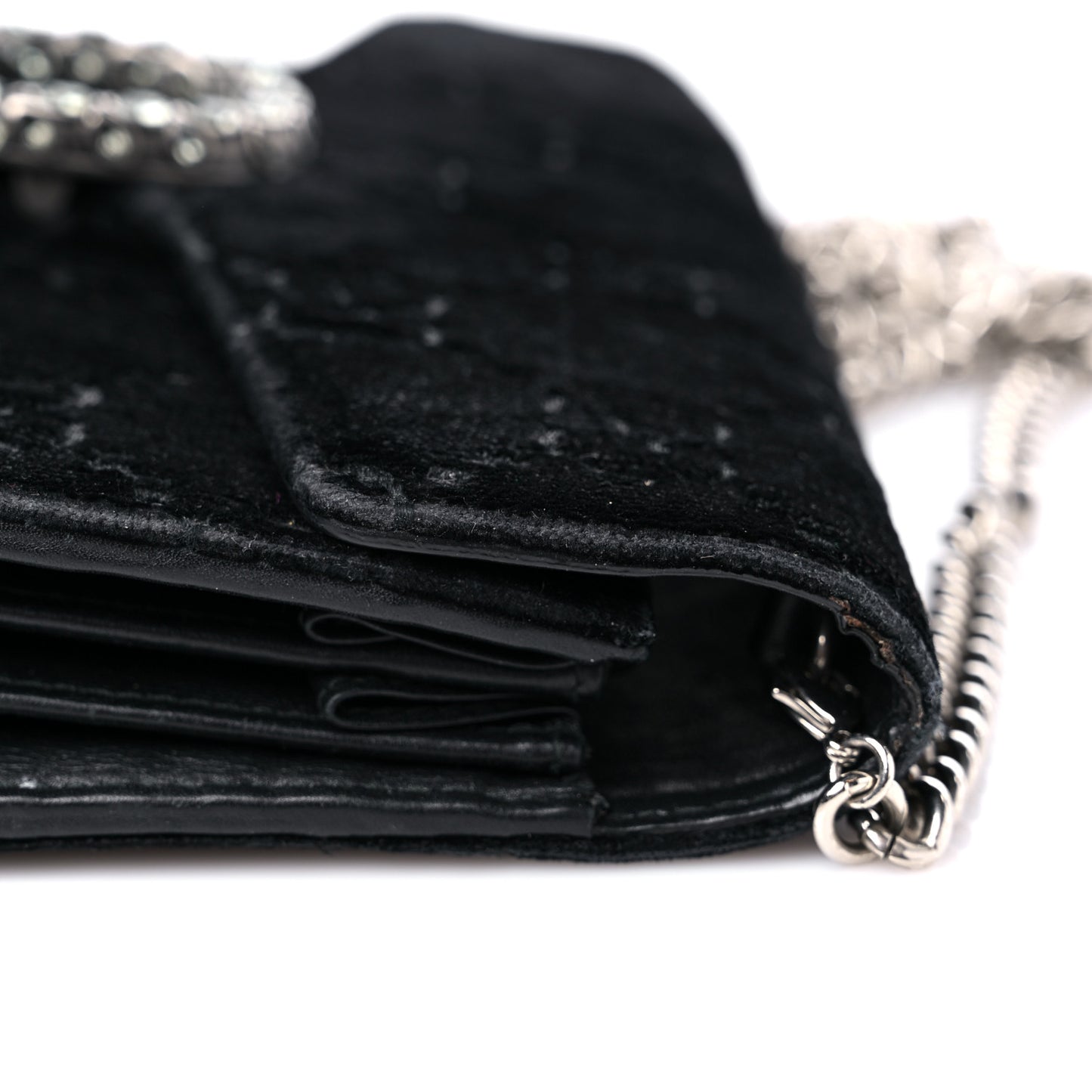 Velvet GG Monogram Mini Dionysus Chain Wallet Black