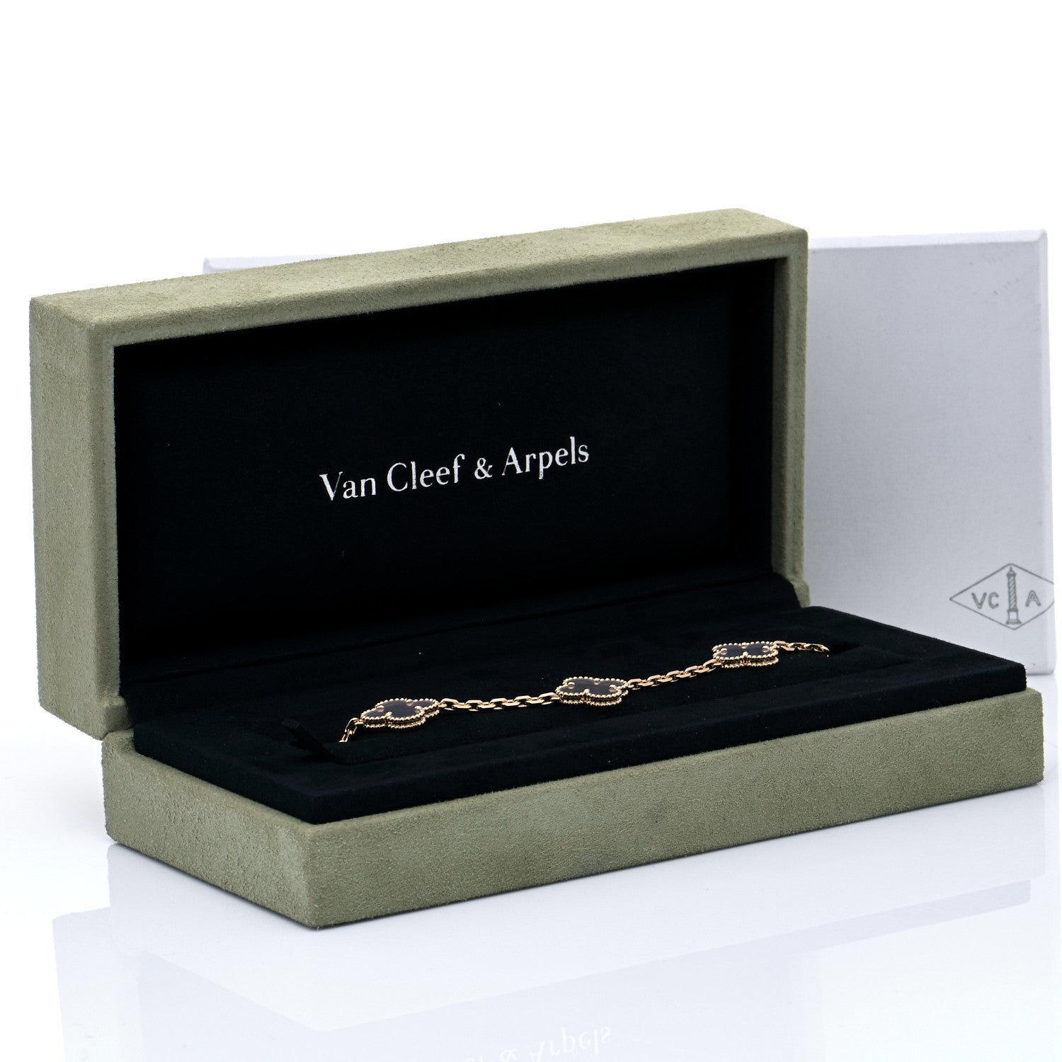 Van Cleef & Arpels 18K Yellow Gold Rock Crystal 5 Motifs Vintage Alhambra Bracelet 9 of 9