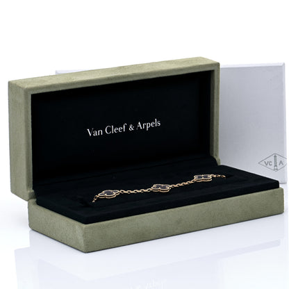 Van Cleef & Arpels 18K Yellow Gold Rock Crystal 5 Motifs Vintage Alhambra Bracelet 9 of 9