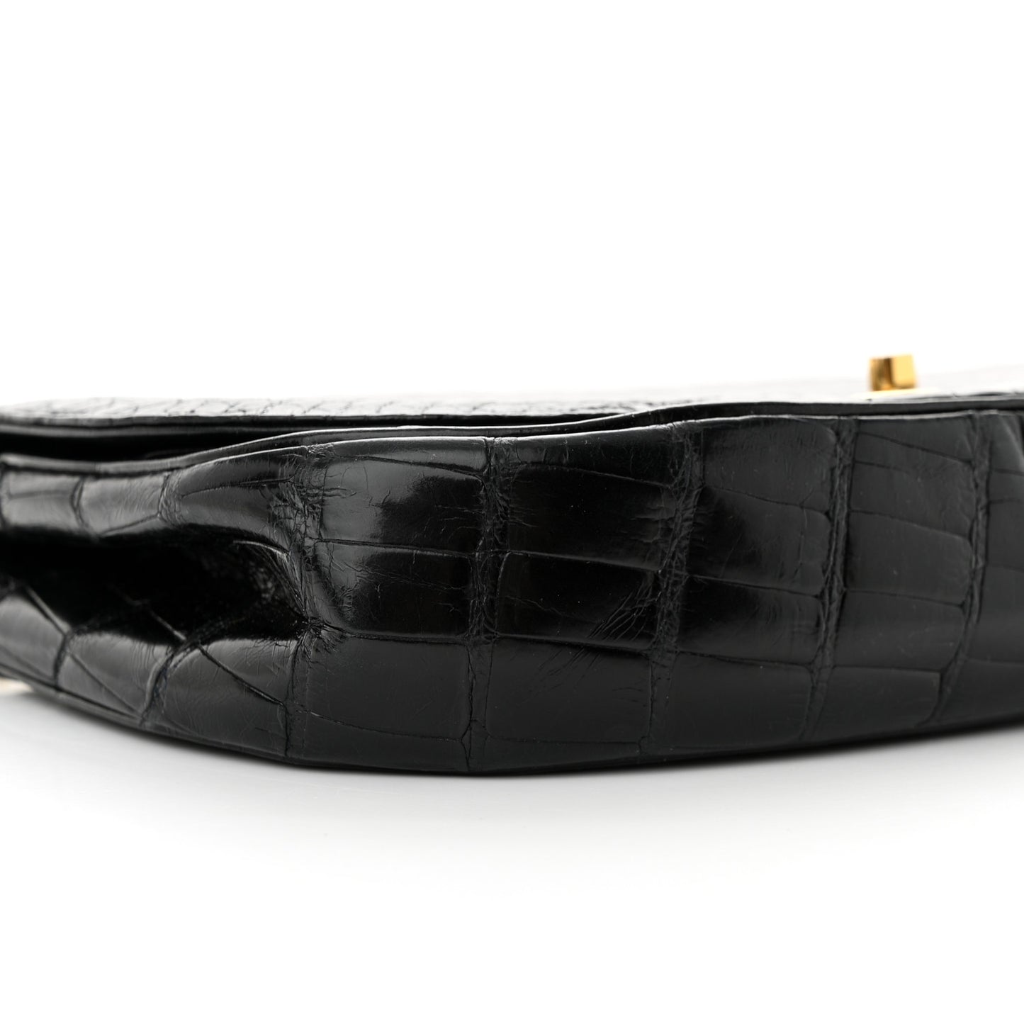 Shiny Crocodile Evening Flap Black