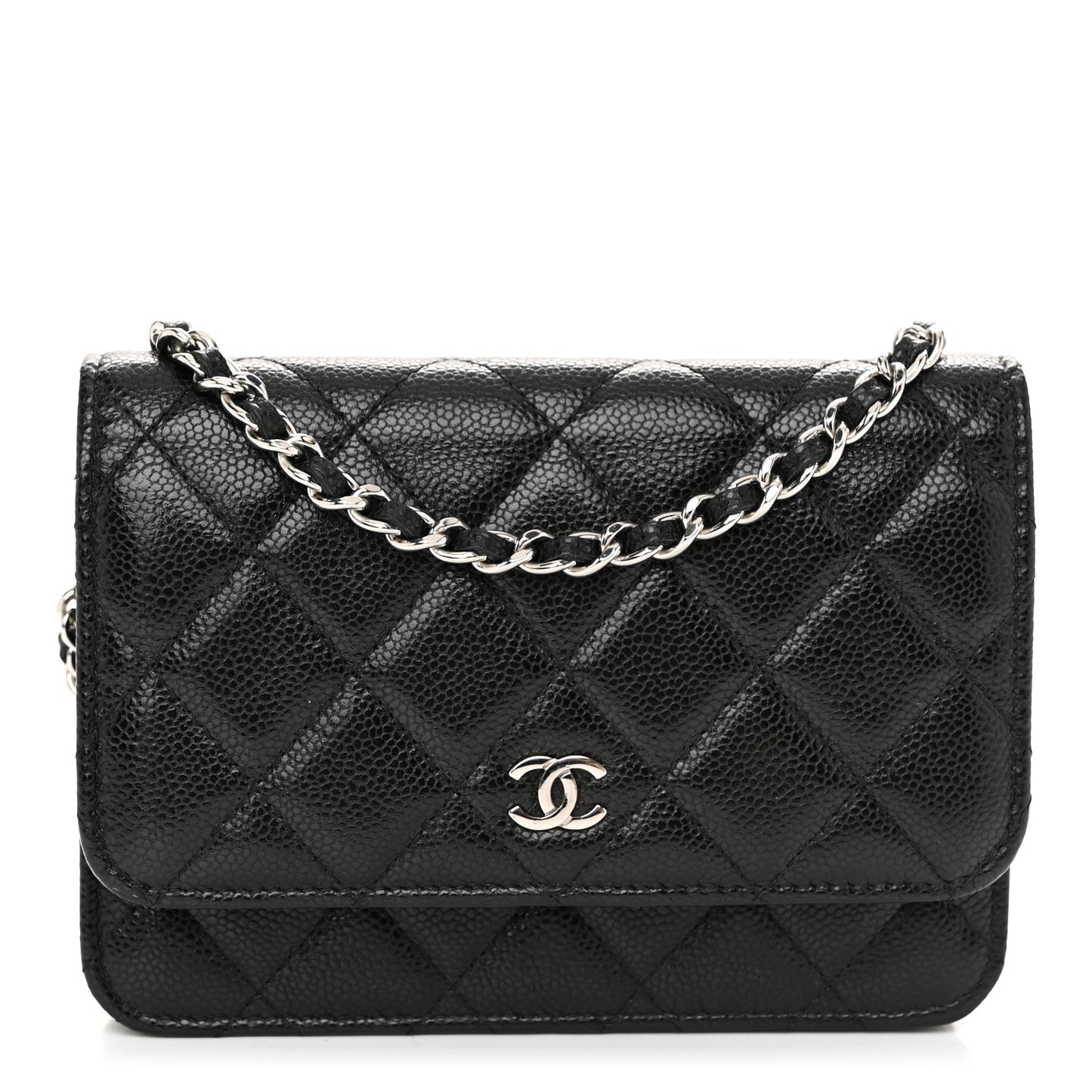 Caviar Quilted Mini Wallet On Chain WOC Black