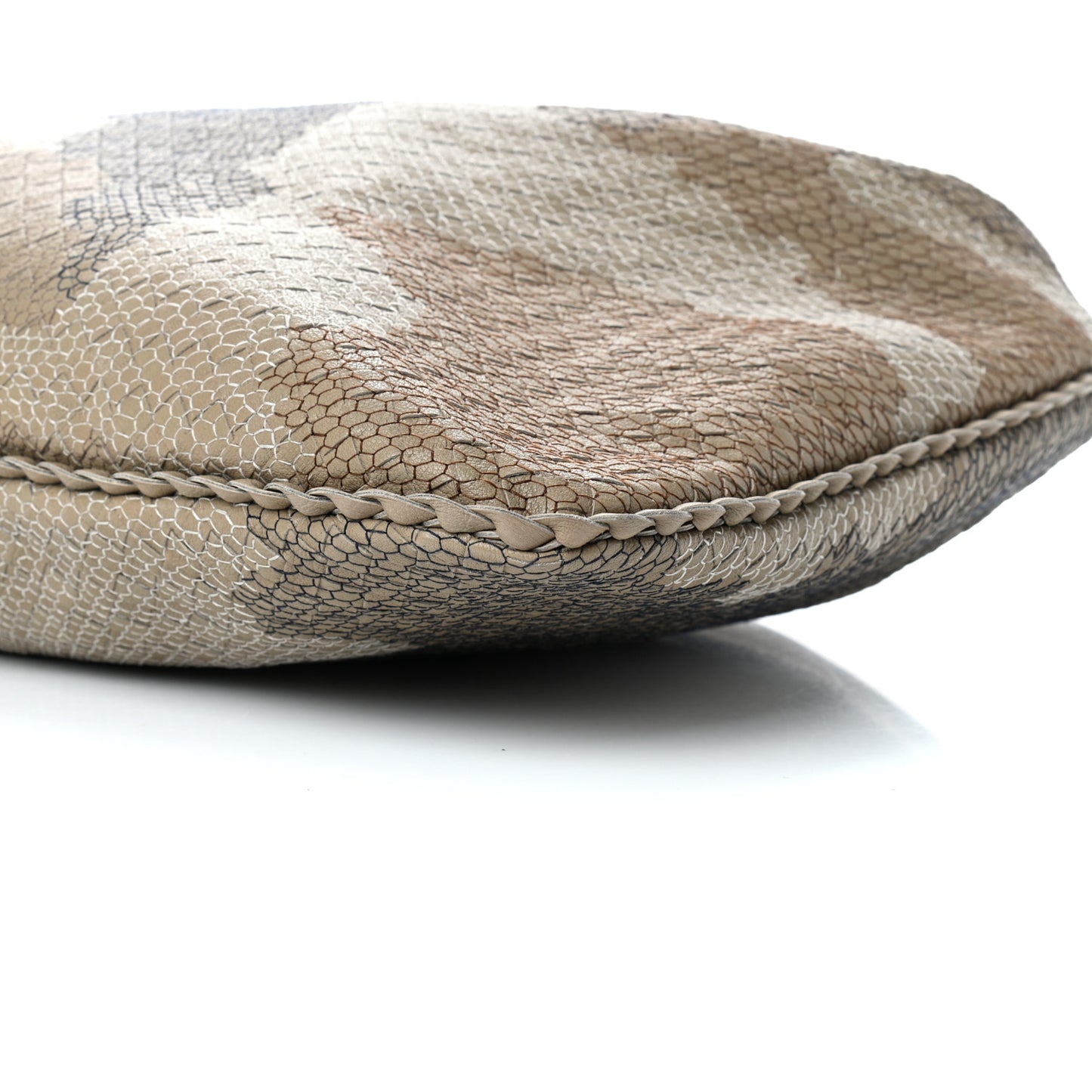 Nappa Intrecciato Camo Embroidered Maxi Veneta Hobo Taupe