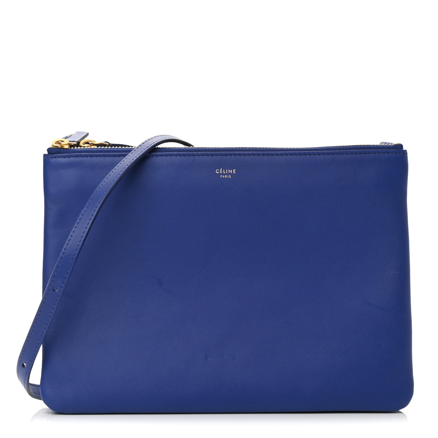 Celine Lambskin Large Trio Crossbody Bag Deep Blue 1 of 12