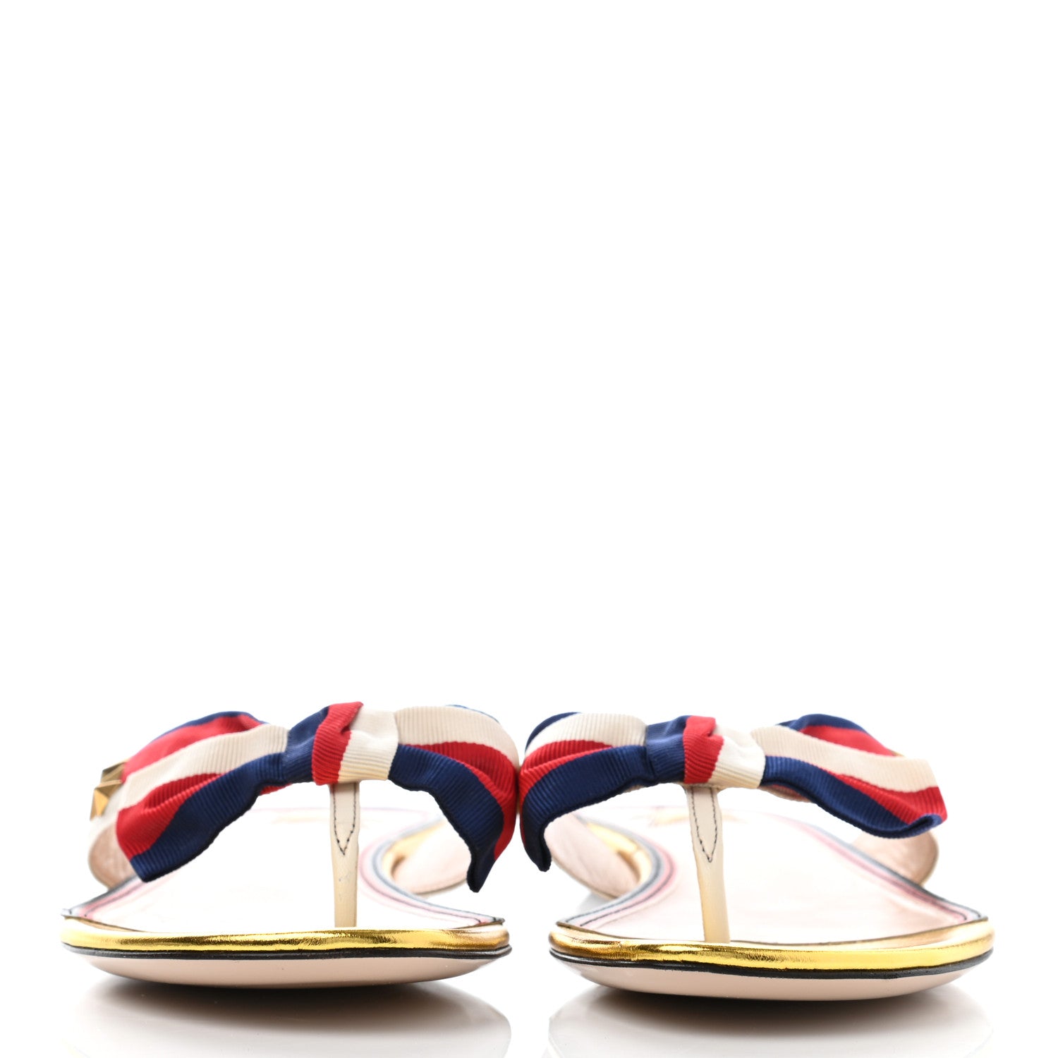 Gucci Grosgrain Web Thong Sandals 38.5 Navy Blue Hibiscus Red White 2 of 8