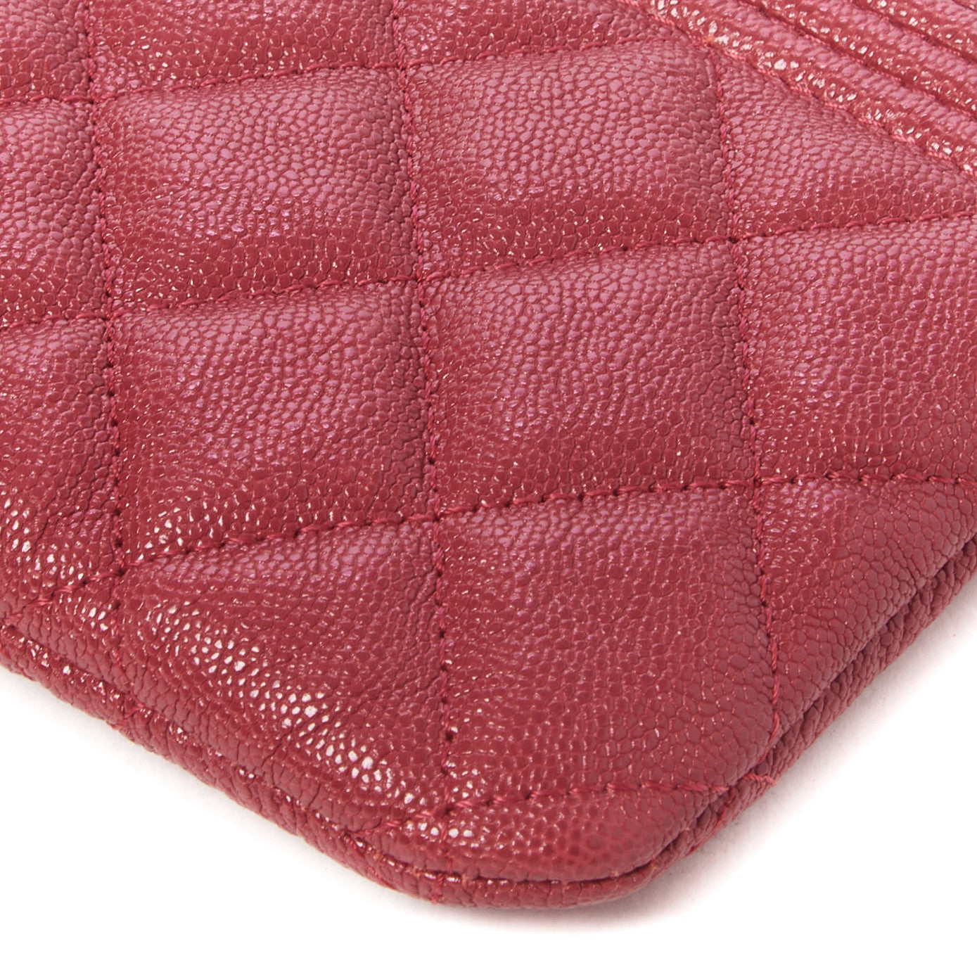 Caviar Quilted Zipped Boy Pouch Red