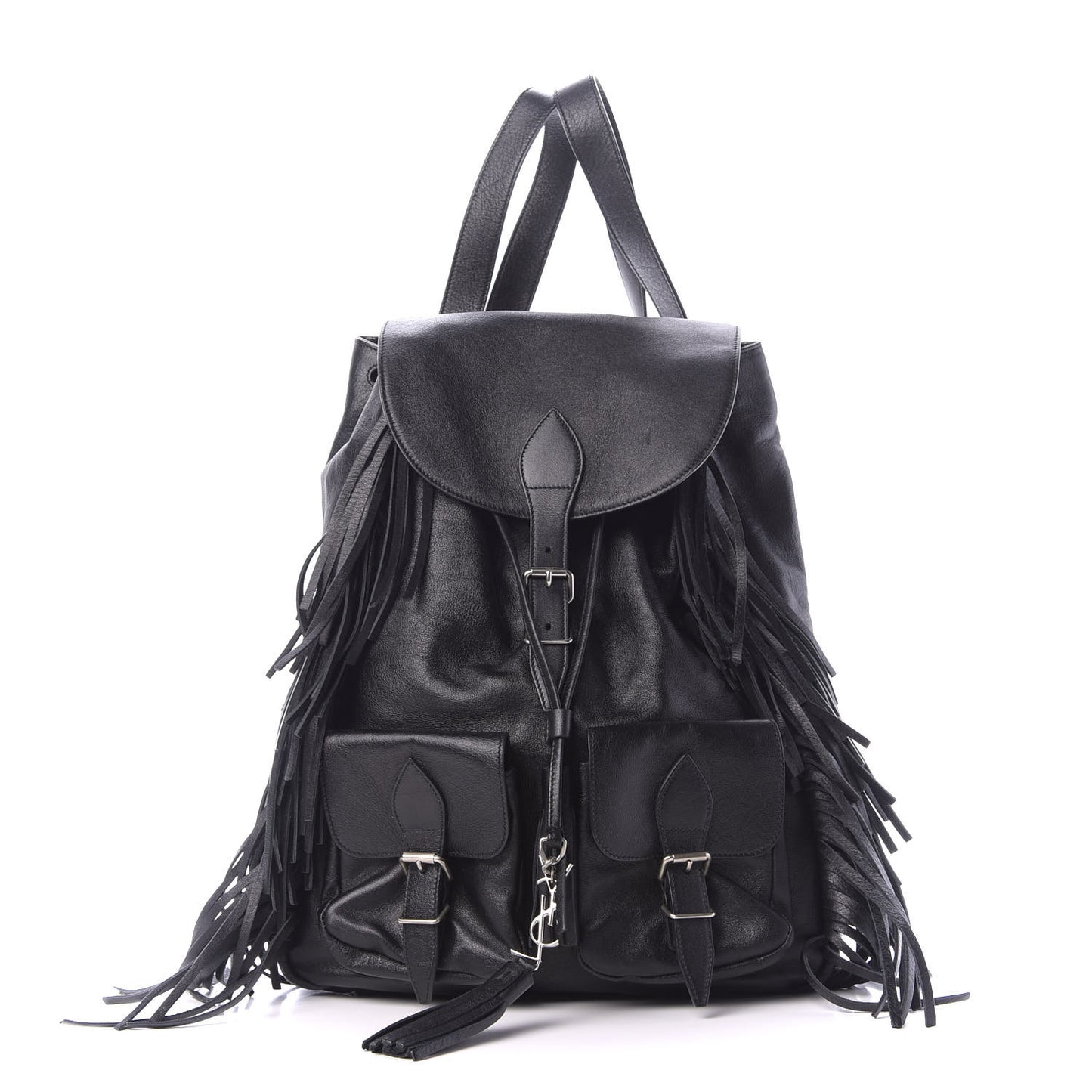 Calfskin Fringe Festival Backpack Black