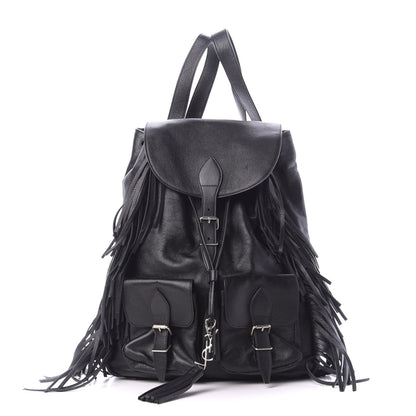 Saint Laurent Calfskin Fringe Festival Backpack Black 1 of 9