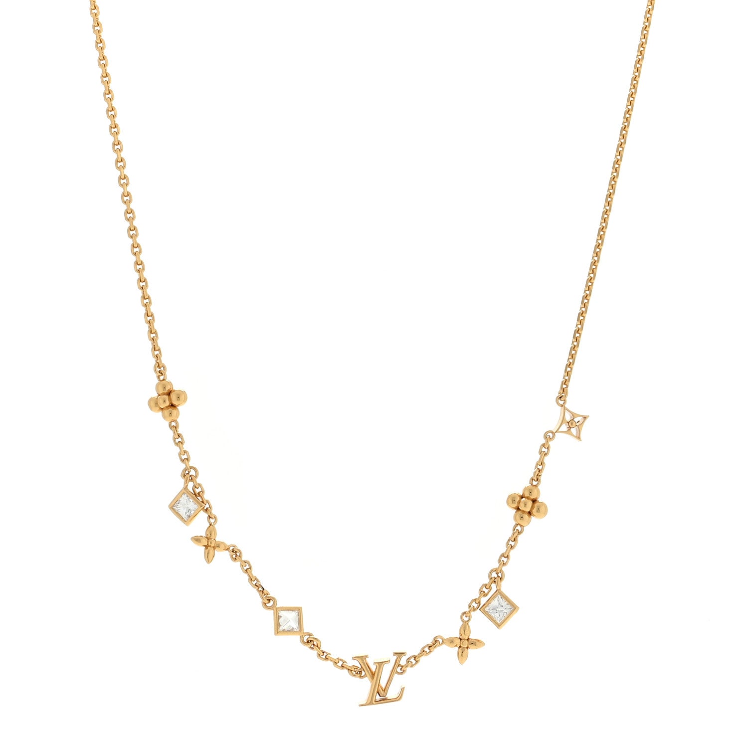 Louis Vuitton Metal Crystal LV In The Sky Necklace Gold 1 of 4