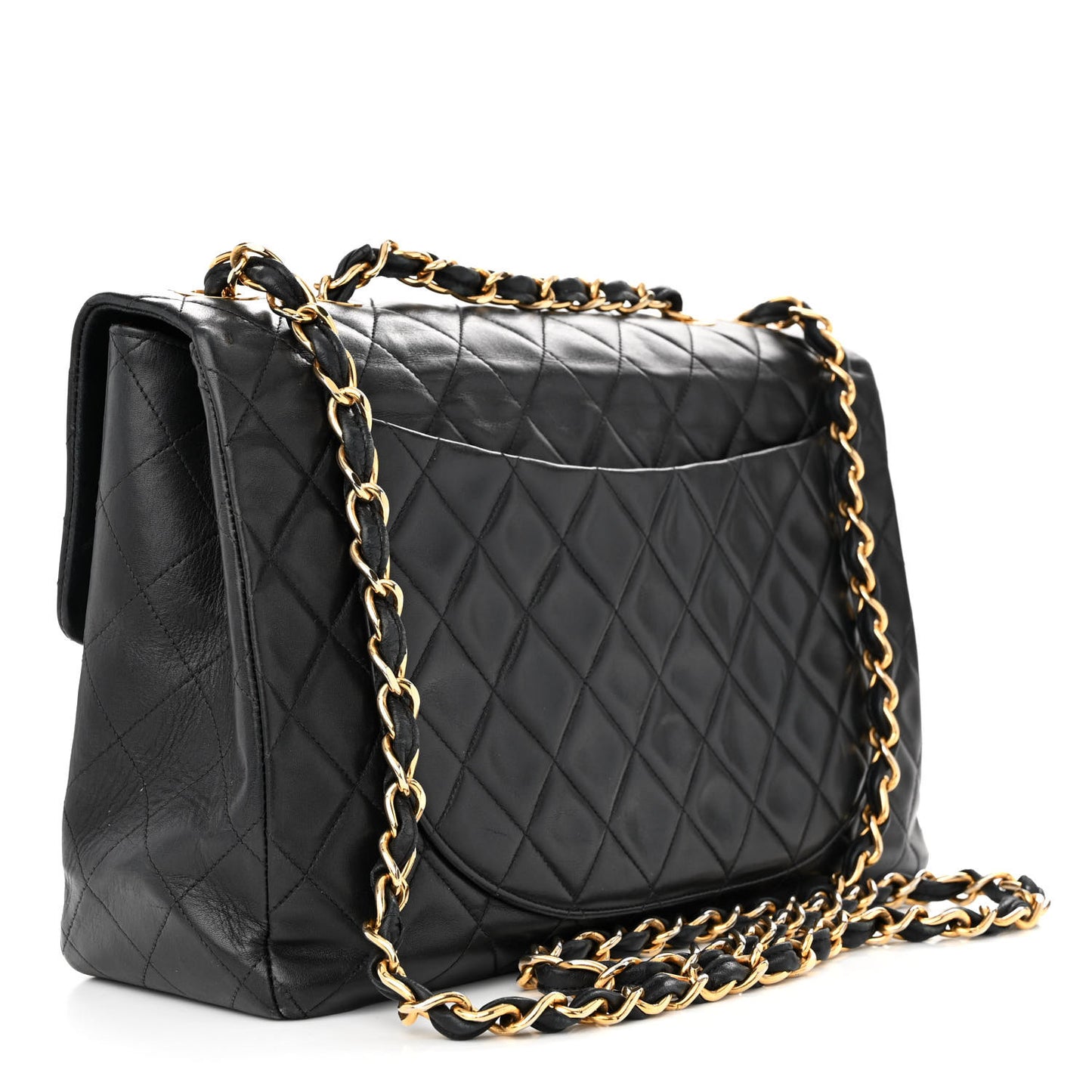 Lambskin Quilted XL Jumbo Single Flap Black