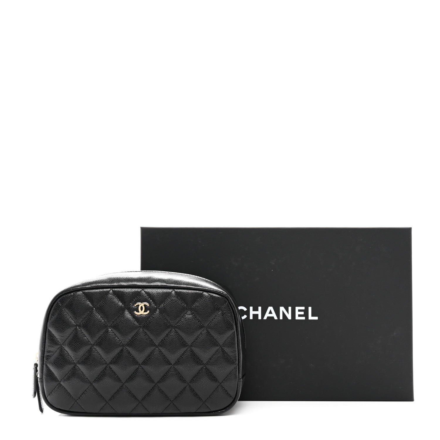Chanel Caviar Quilted Medium Curvy Pouch Cosmetic Case Black 8 of 8
