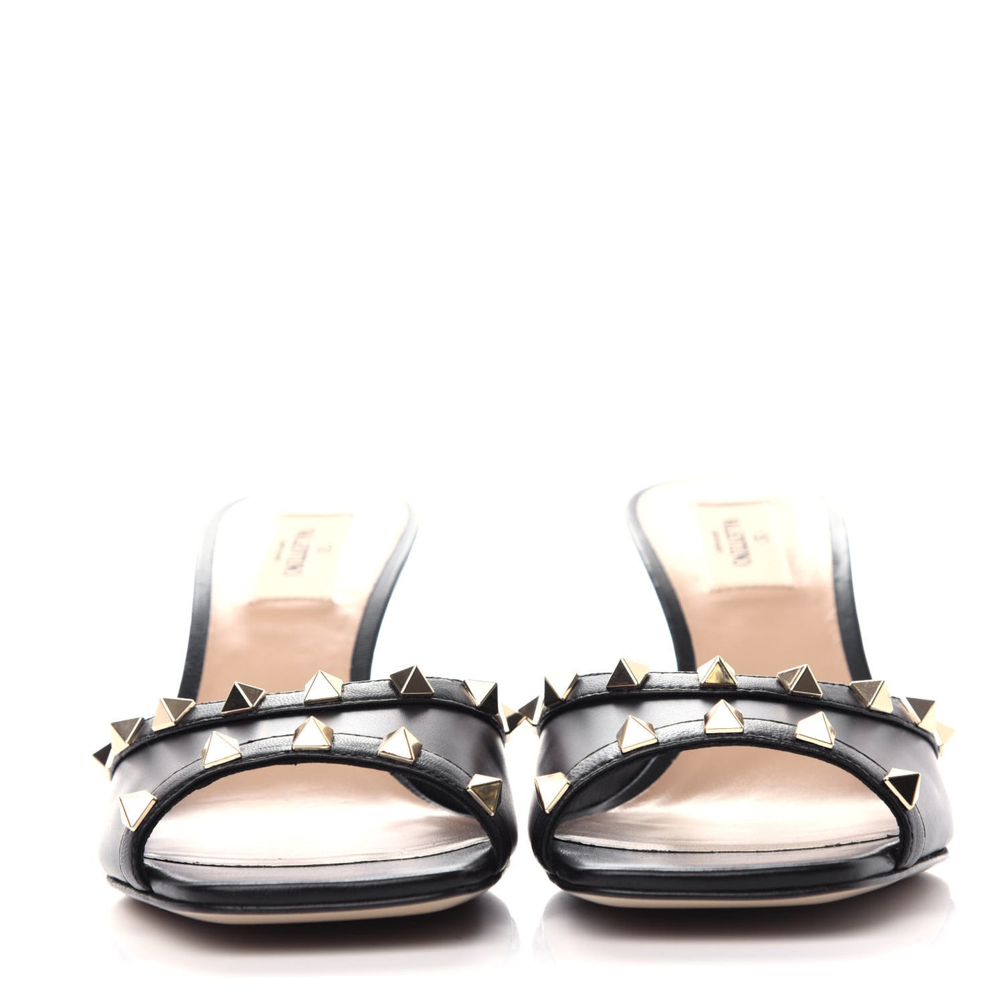 Calfskin Nappa Rockstud Wedge Sandals 39 Black