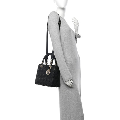 Christian Dior Lambskin Cannage Medium Lady Dior Black 2 of 11