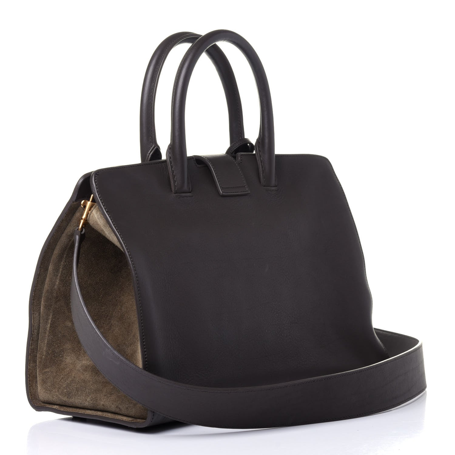 Saint Laurent Calfskin Suede Small Monogram Downtown Cabas Earth 4 of 12