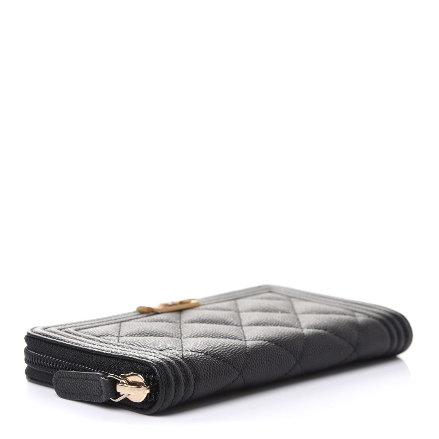 Chanel Caviar Quilted Small Boy Zip Around Wallet Black 4 of 9