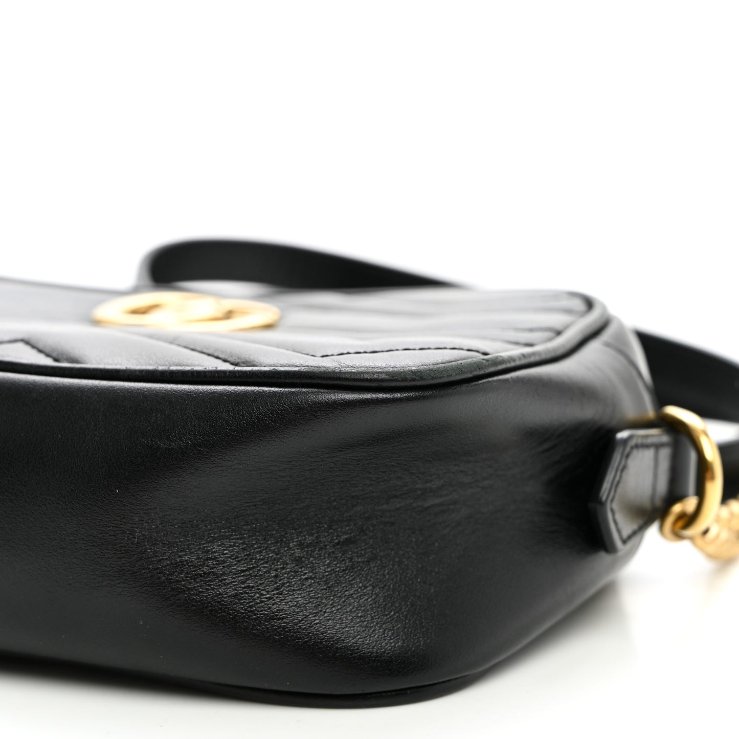 Calfskin Matelasse Mini GG Marmont Camera Bag Black