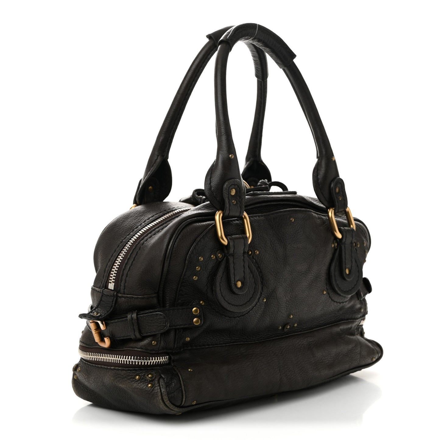 Calfskin Paddington Double Zip Bowler Chocolate