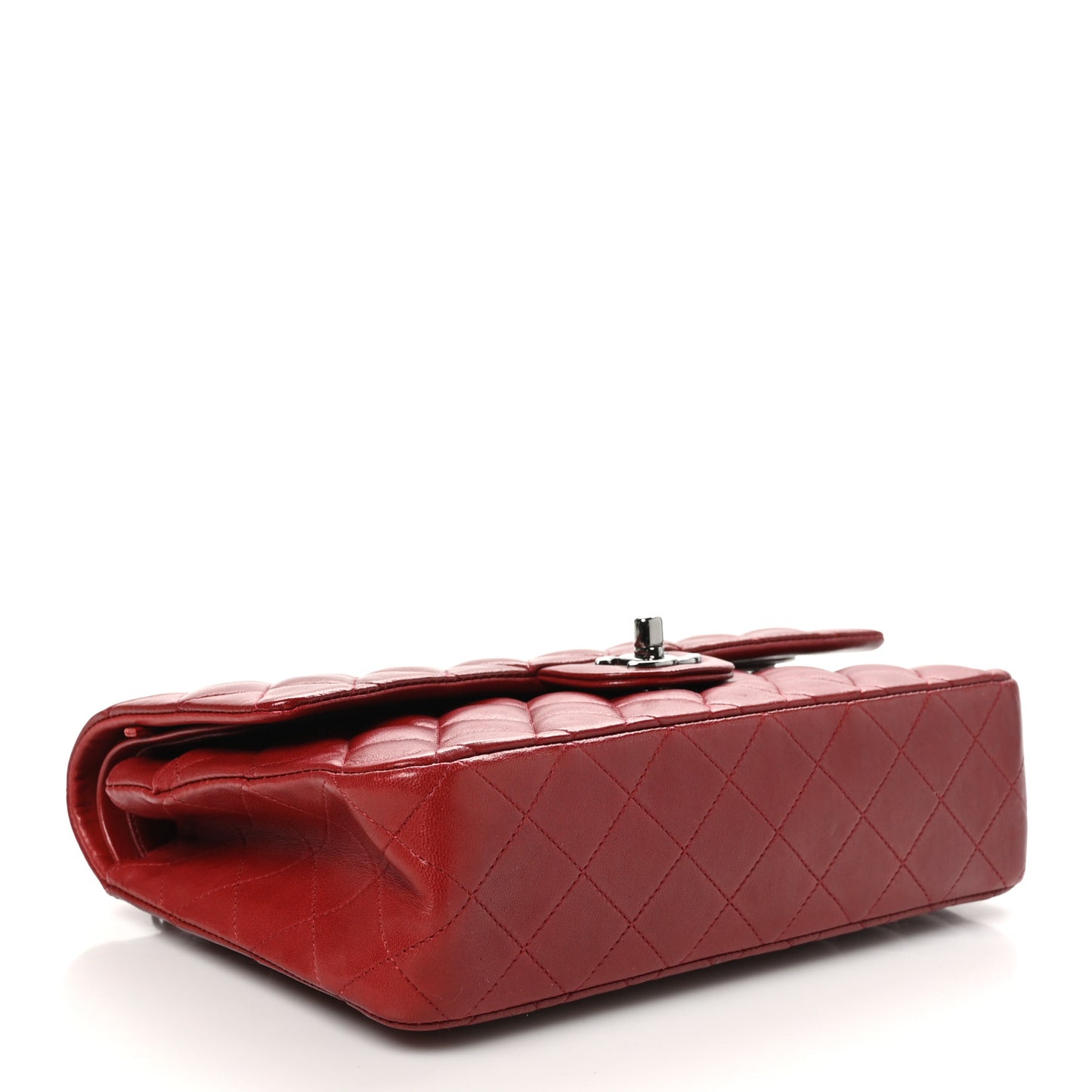 Lambskin Quilted Medium Double Flap Dark Red
