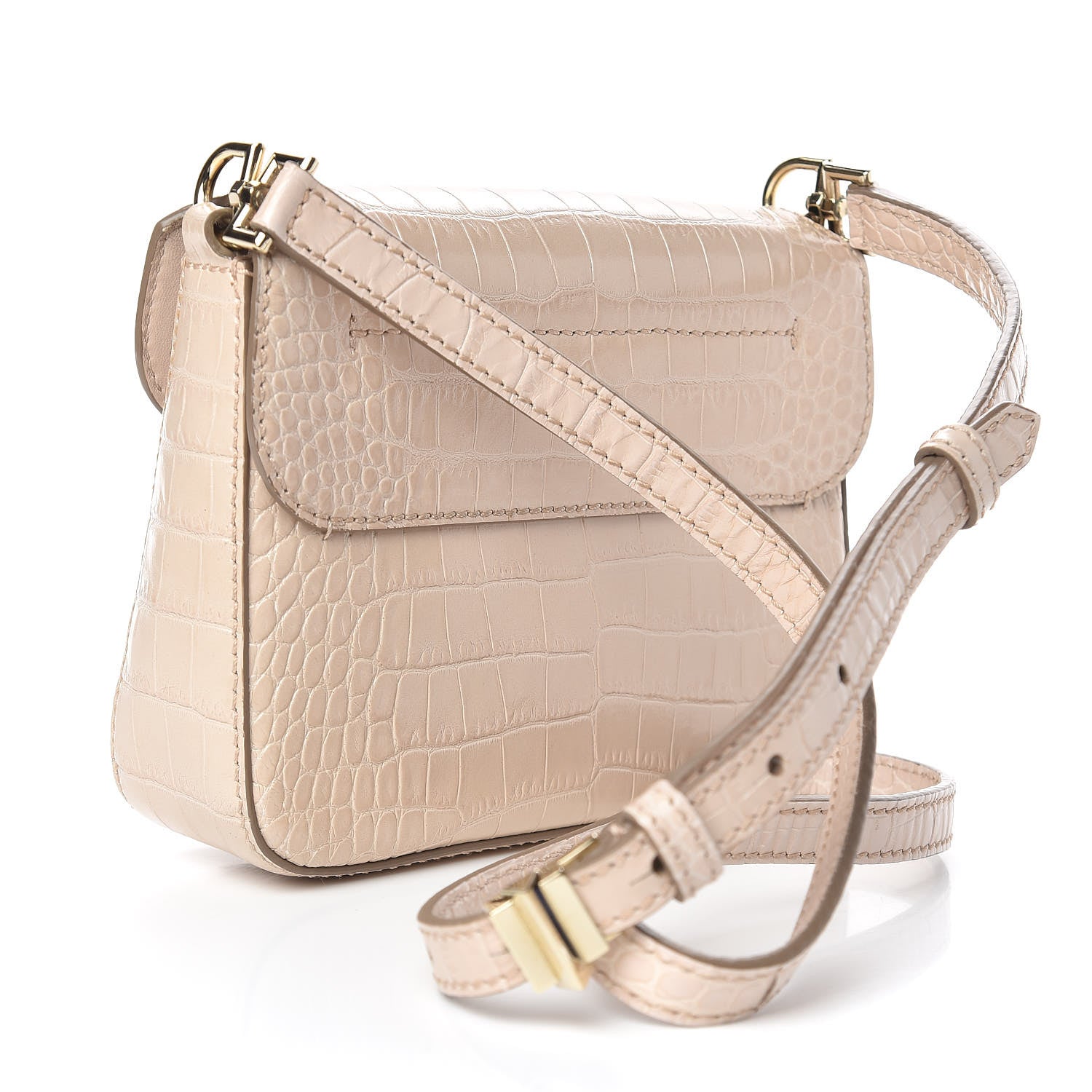 Givenchy Calfskin Crocodile Embossed Mini Nobile Shoulder Bag Nude Pink 3 of 11
