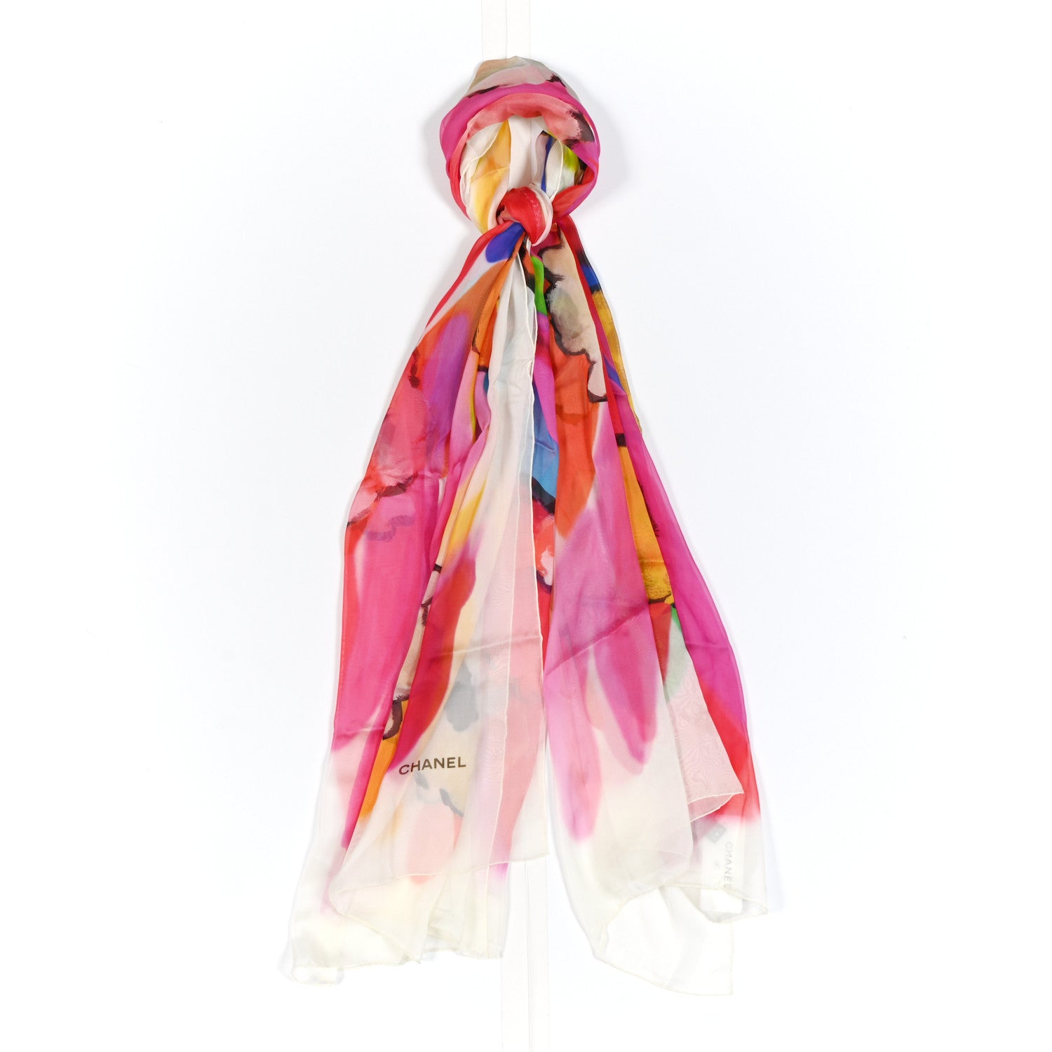 Chanel Silk Floral Print Scarf Stole 1 of 4
