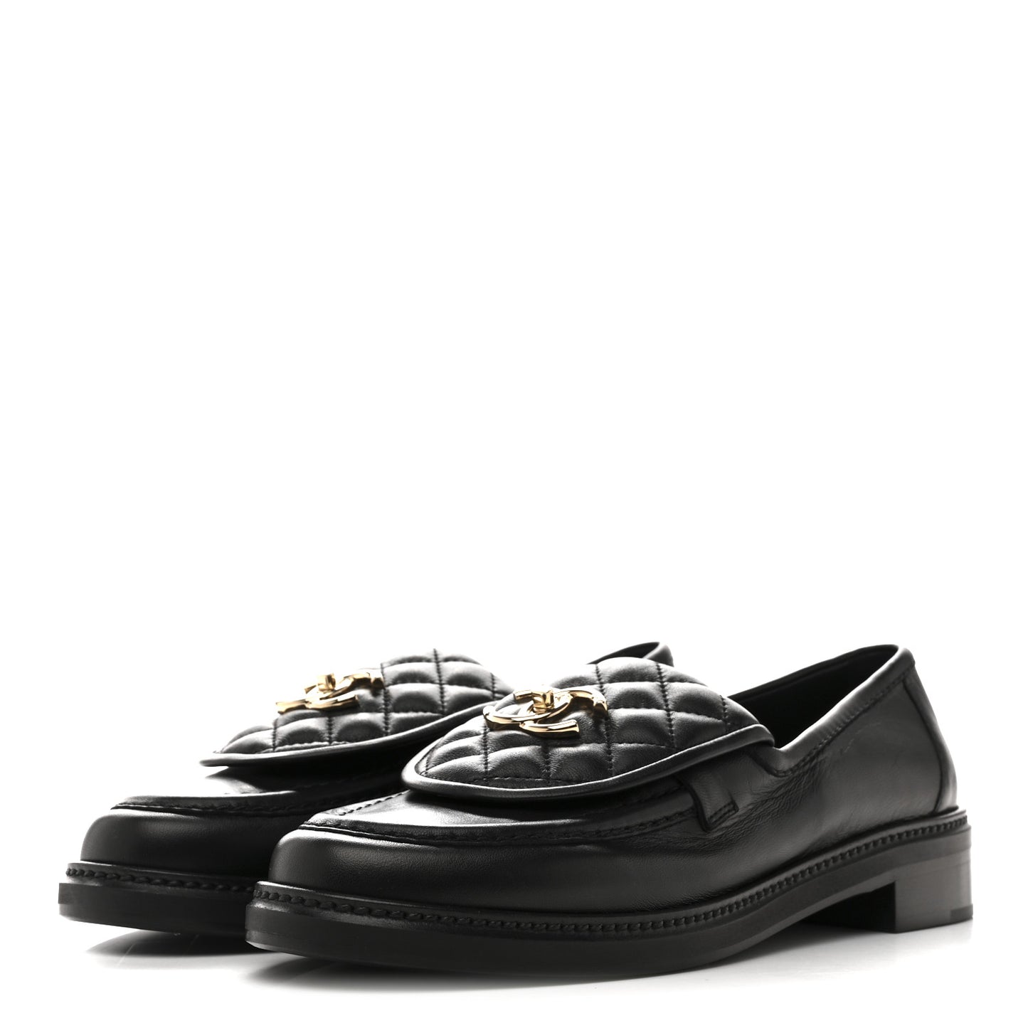 Lambskin Quilted CC Turnlock Loafers 40 Black