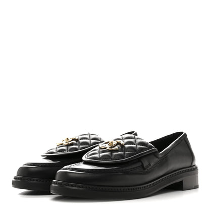 Chanel Lambskin Quilted CC Turnlock Loafers 40 Black 4 of 9