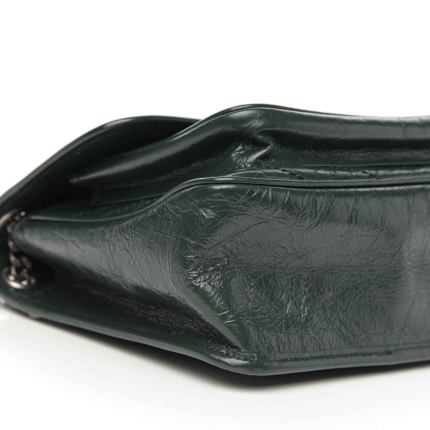 Crinkled Calfskin Matelasse Monogram Medium Niki Chain Satchel Military Olive