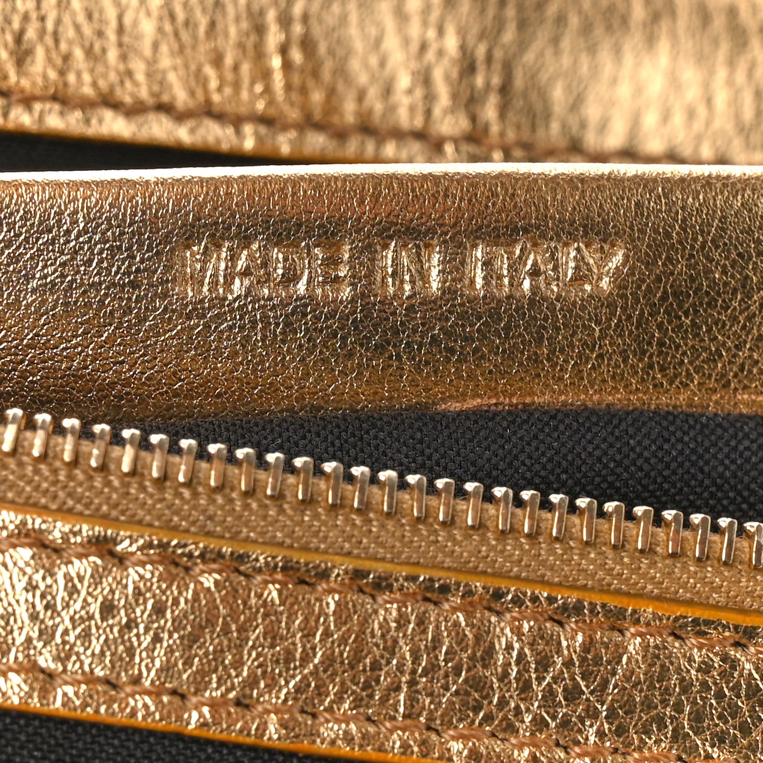 Fendi Vitello Catalan Mirror FF 1974 Embossed Large Baguette Gold 7 of 12