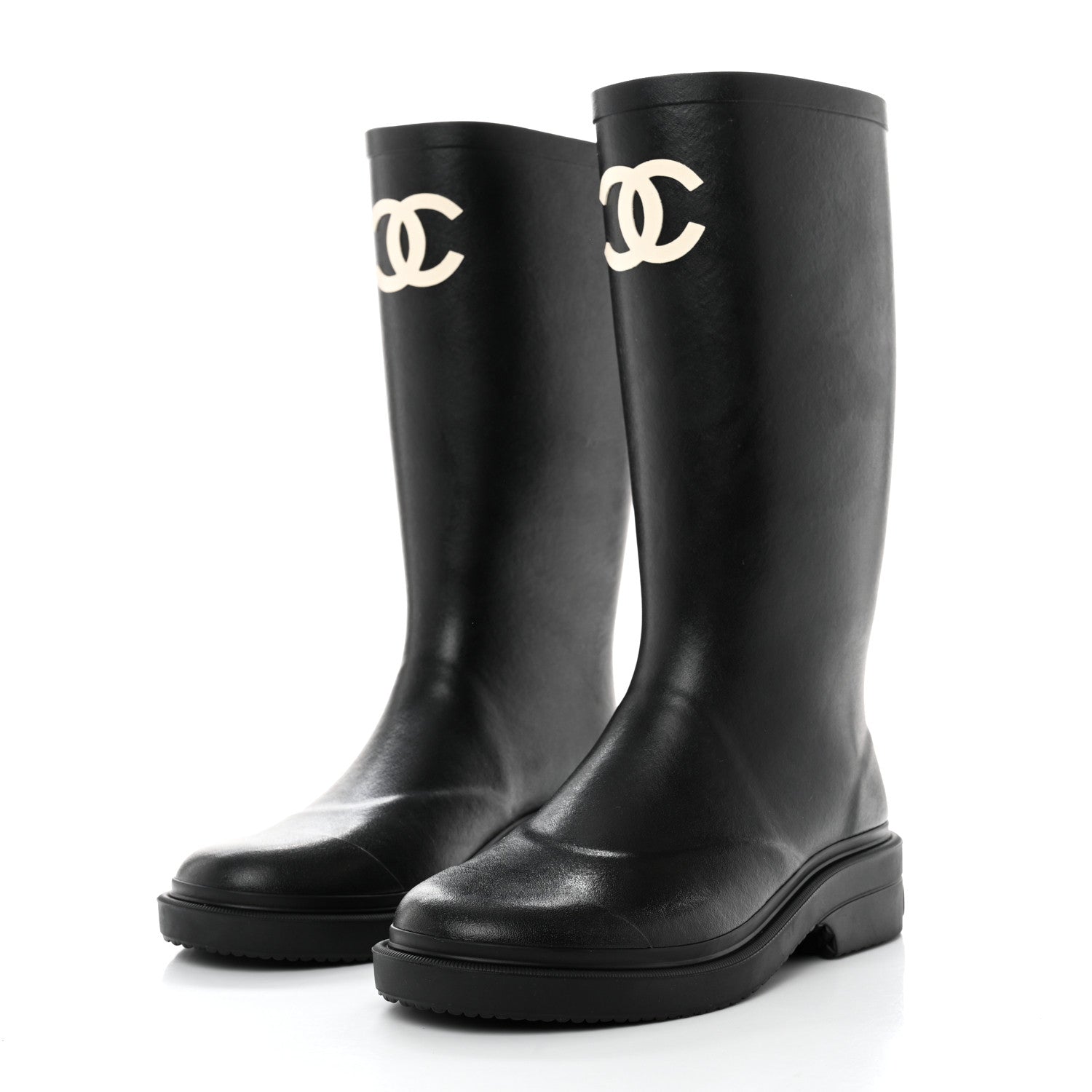 Chanel Caoutchouk CC High Boots 36 Black 3 of 9