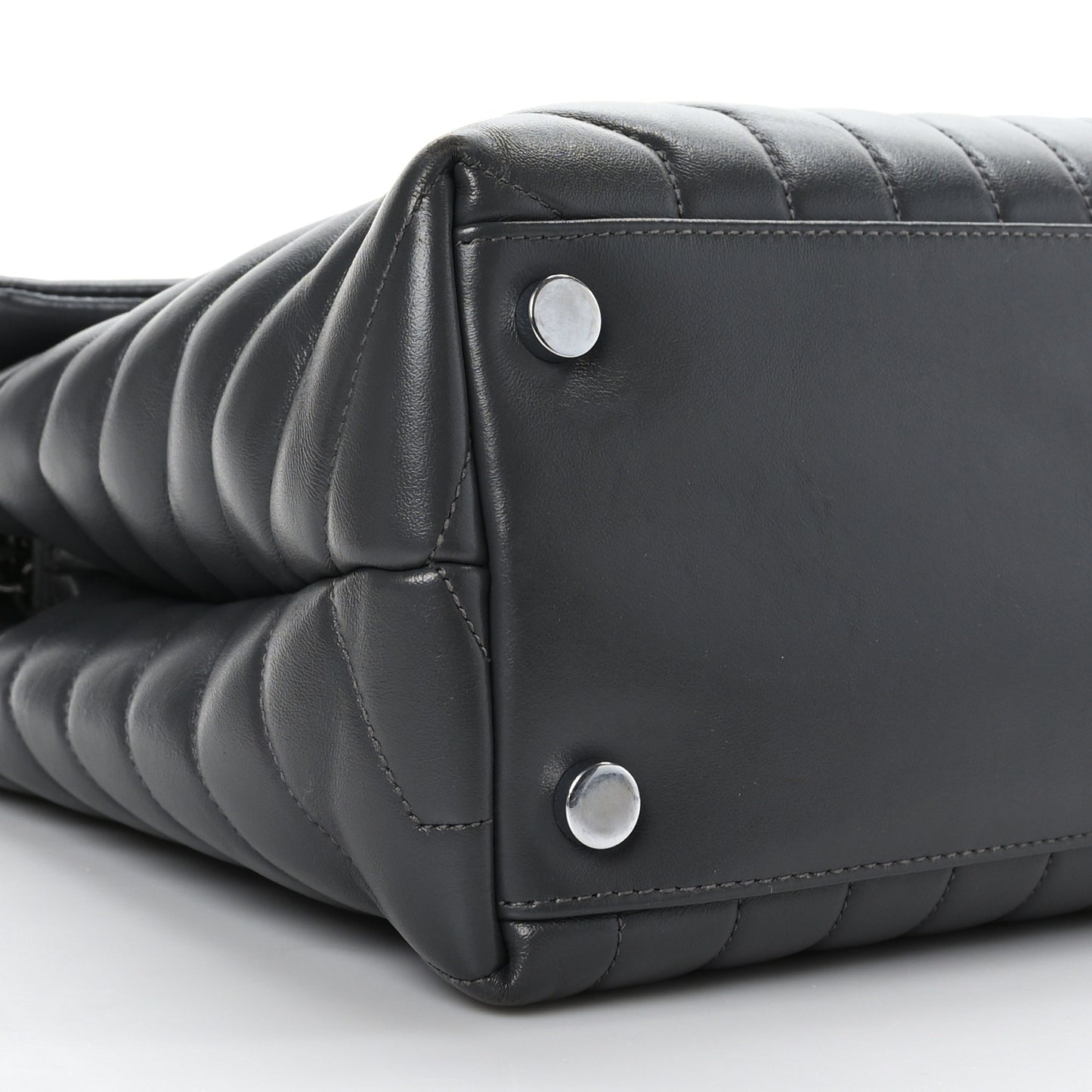 Calfskin Y Quilted Monogram Large Loulou Chain Satchel Asphalt