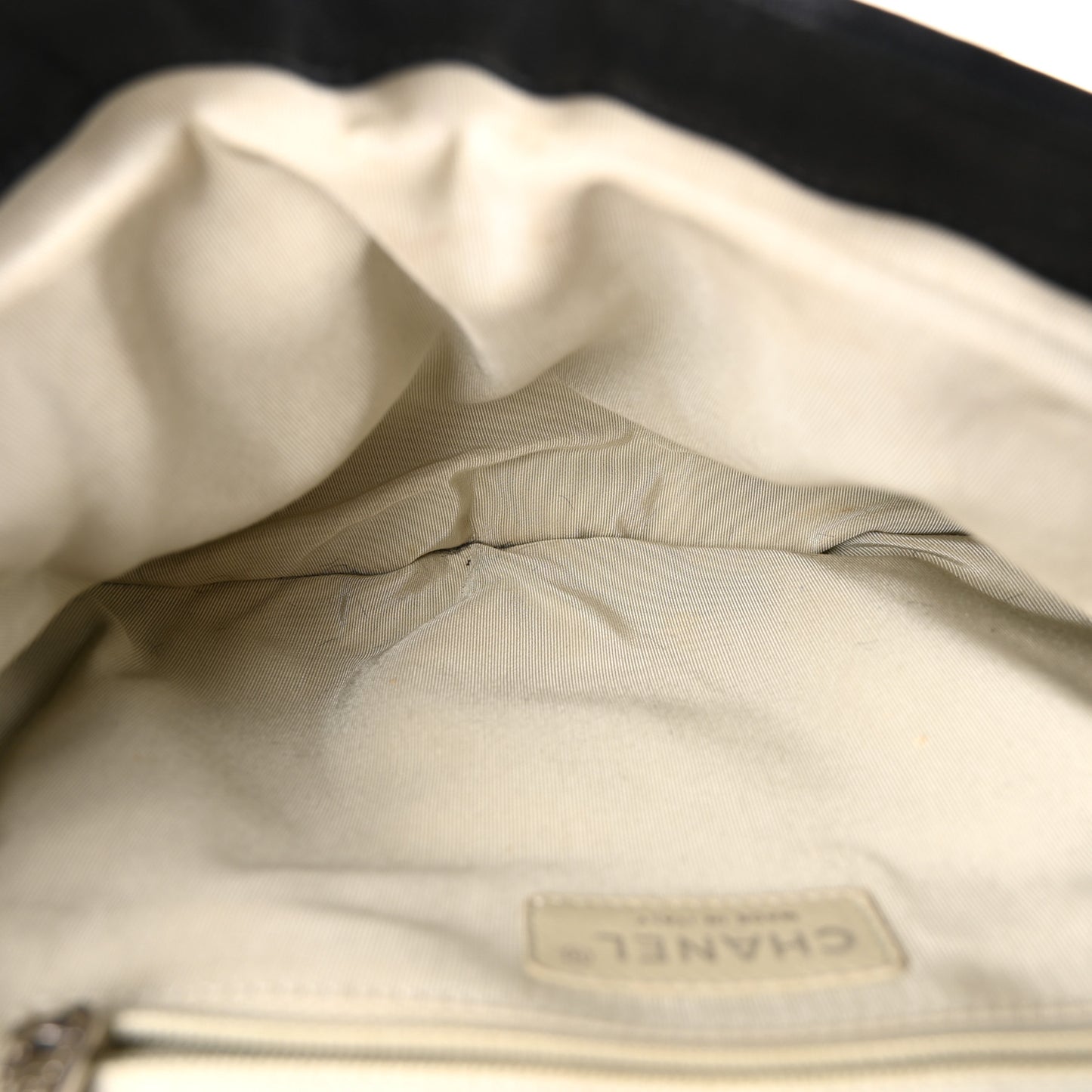 Washed Lambskin Quilted Large Chain Around Flap Black