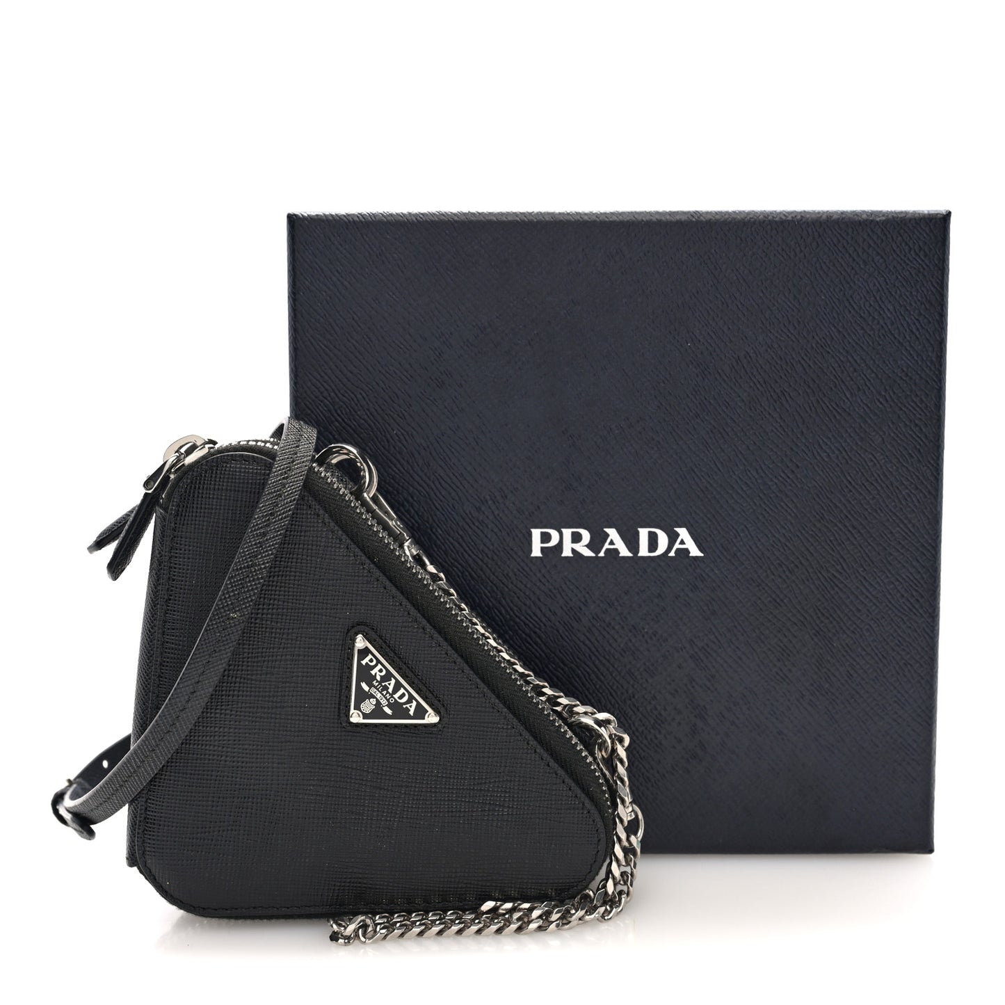 Saffiano Mini Triangle Crossbody Pouch Black