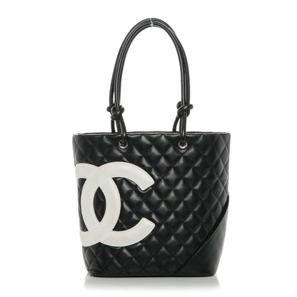 Chanel Calfskin Quilted Medium Cambon Tote Black White 1 of 7