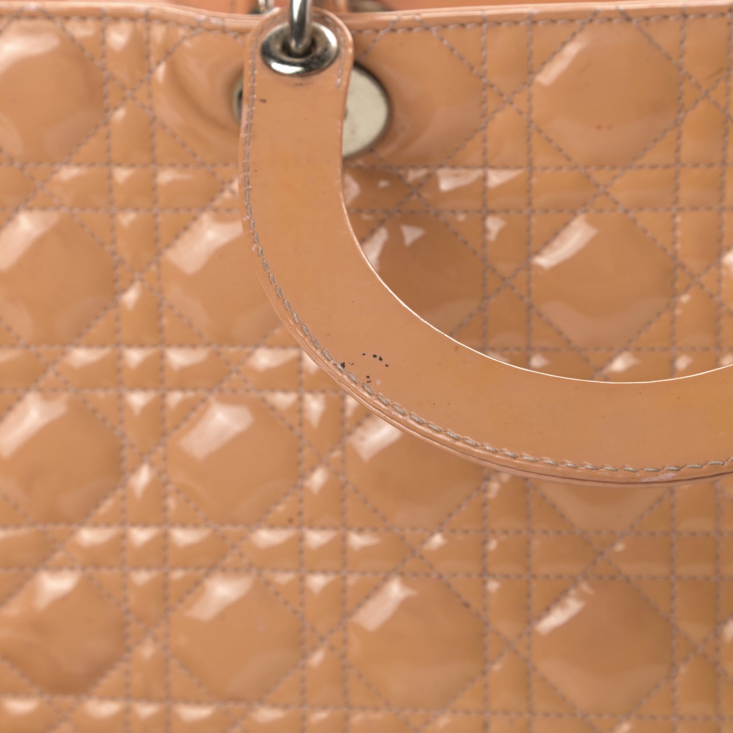 Patent Cannage Large Lady Dior Beige